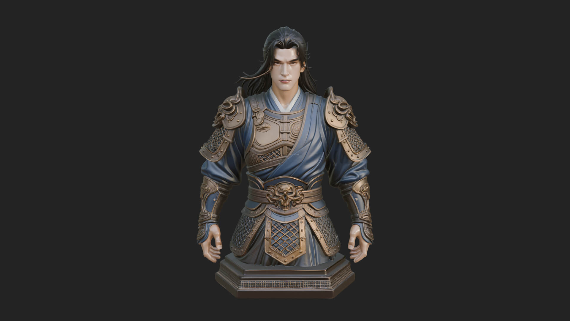 Standing Armored Samurai Statue Design 12 3D Print Model 3D Model