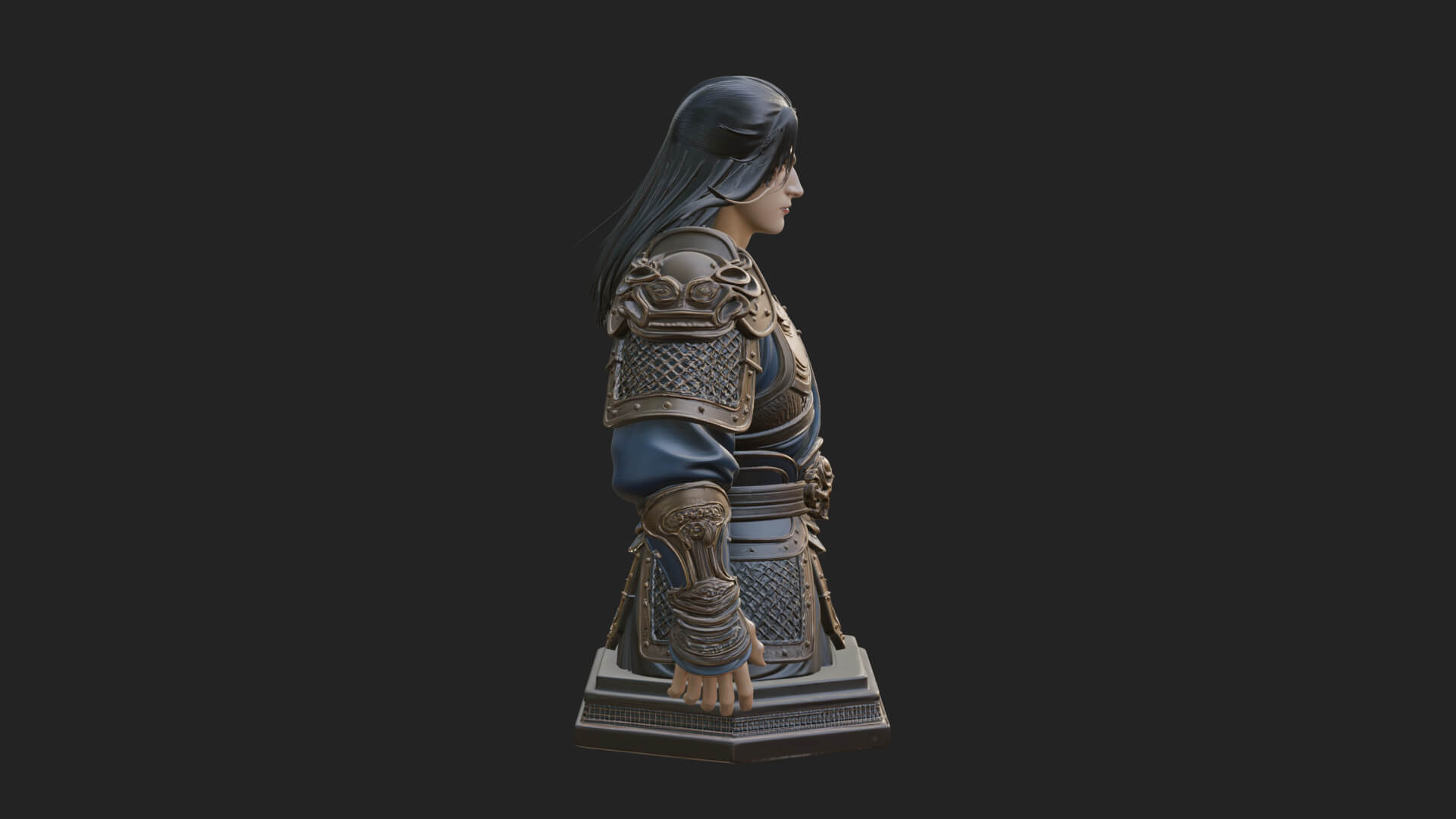 Standing Armored Samurai Statue Design 12 3D Print Model 3D Model