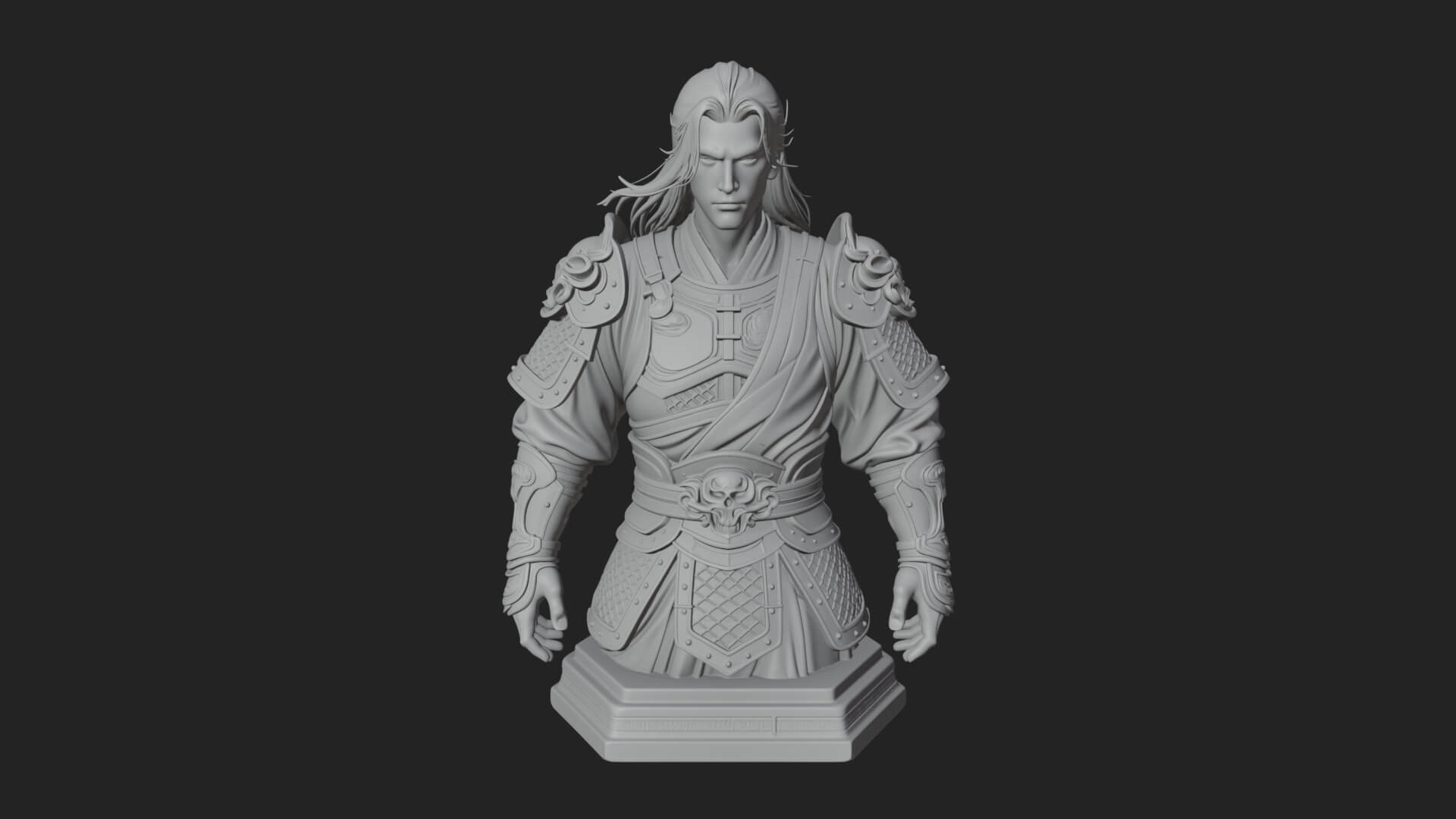 Standing Armored Samurai Statue Design 12 3D Print Model 3D Model