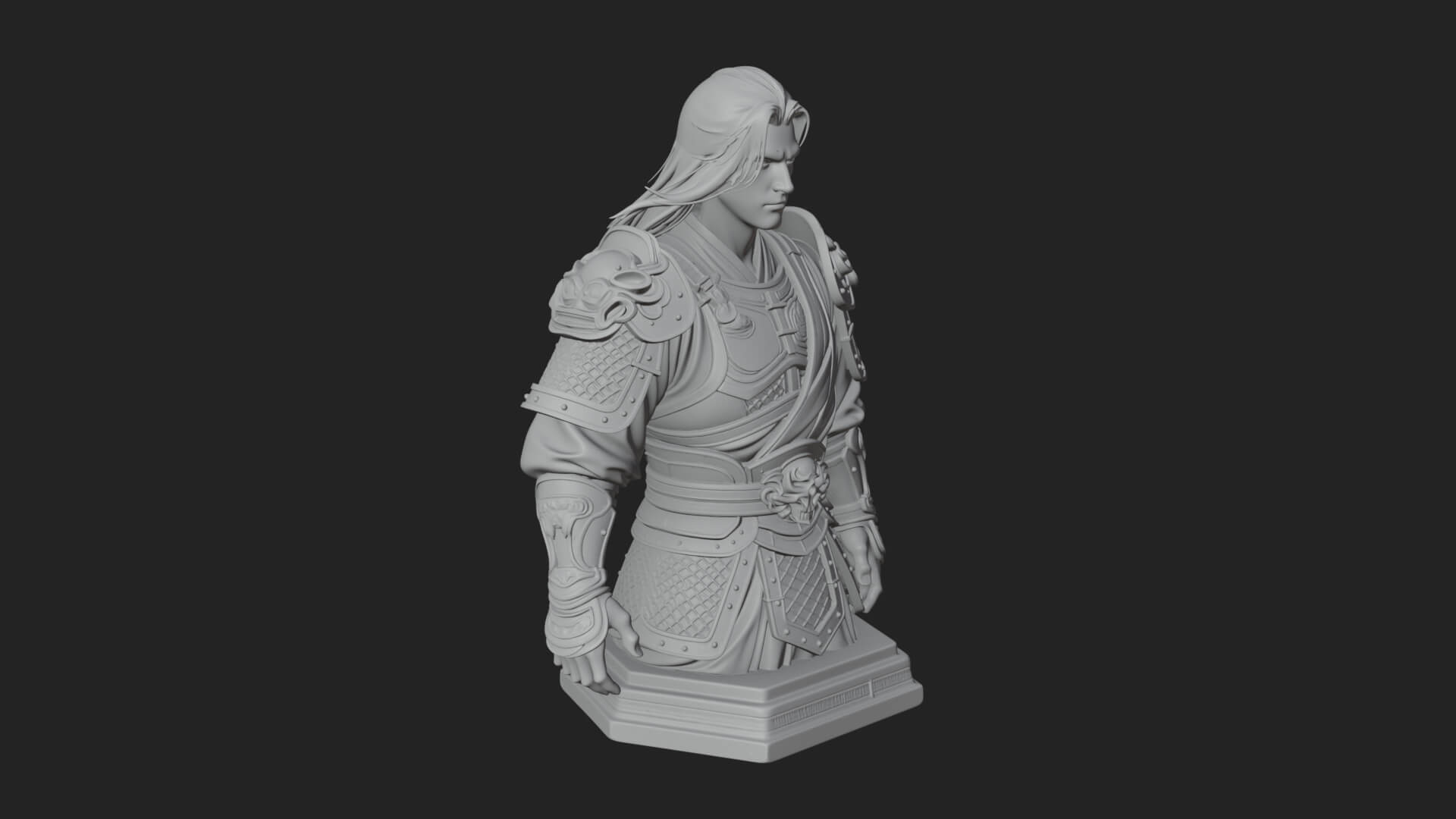 Standing Armored Samurai Statue Design 12 3D Print Model 3D Model