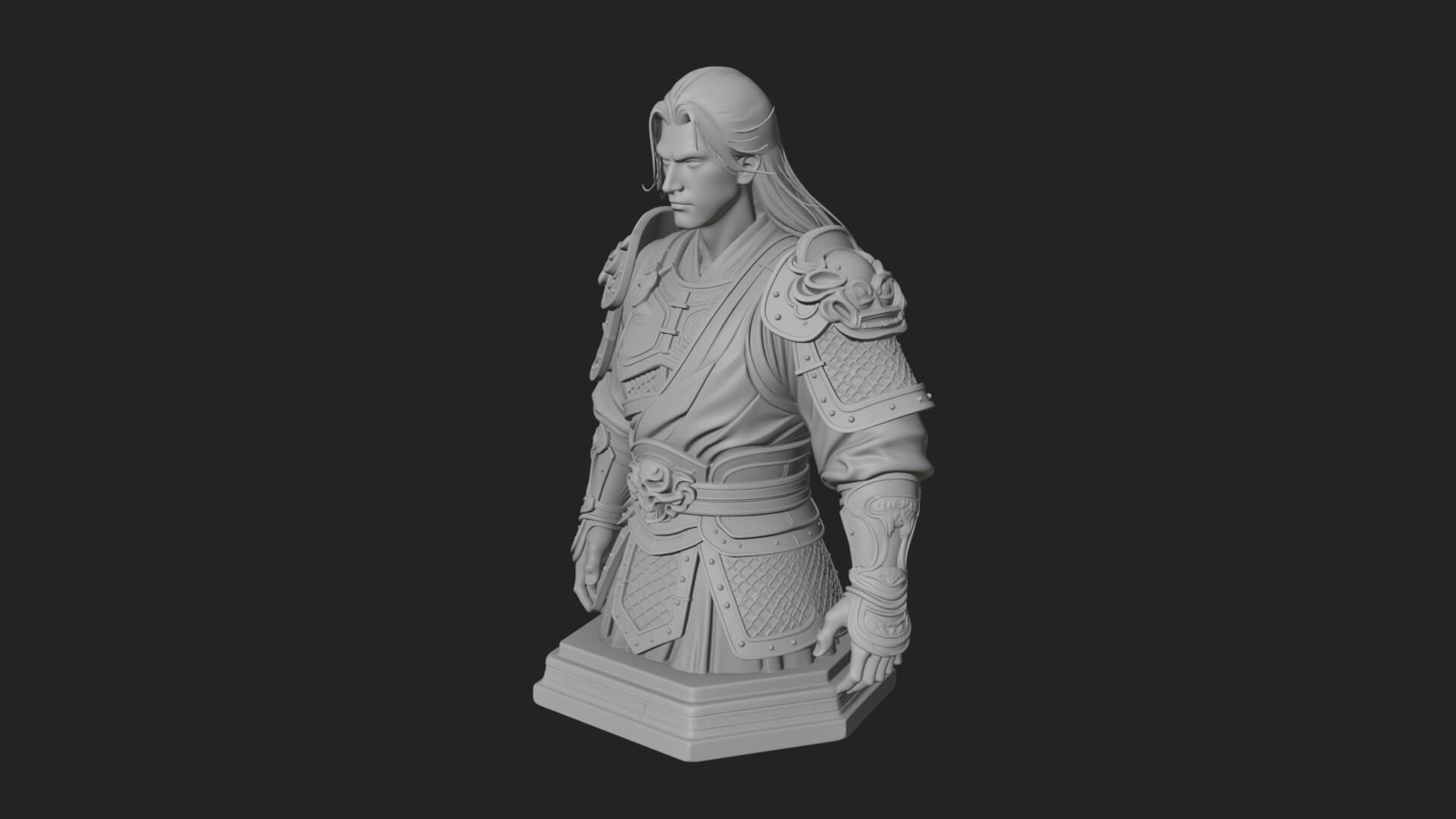 Standing Armored Samurai Statue Design 12 3D Print Model 3D Model