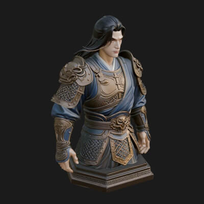 Standing Armored Samurai Statue Design 12 3D Print Model