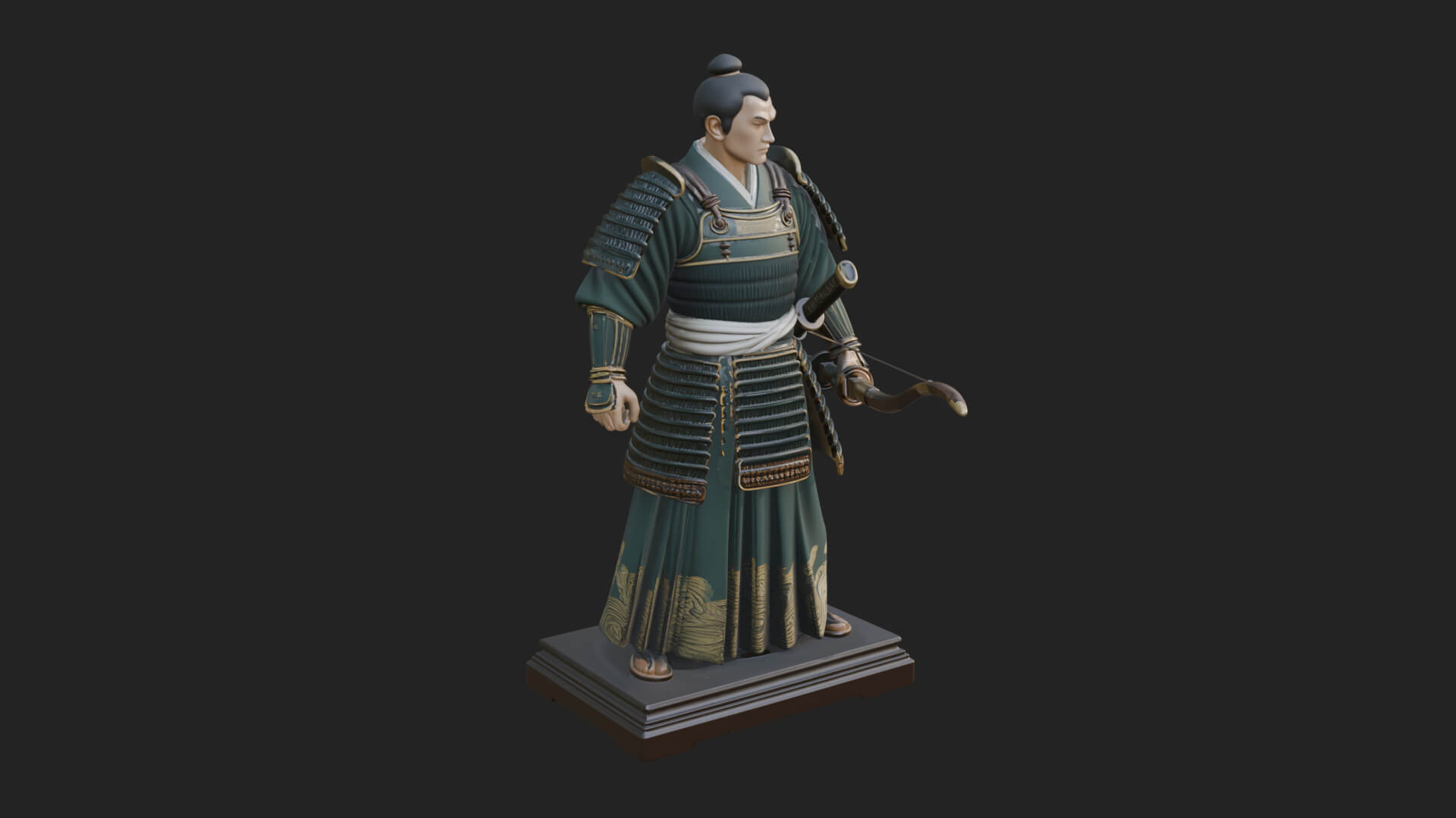 Standing Armored Samurai Statue Design 2 3D Print Model 3D Model