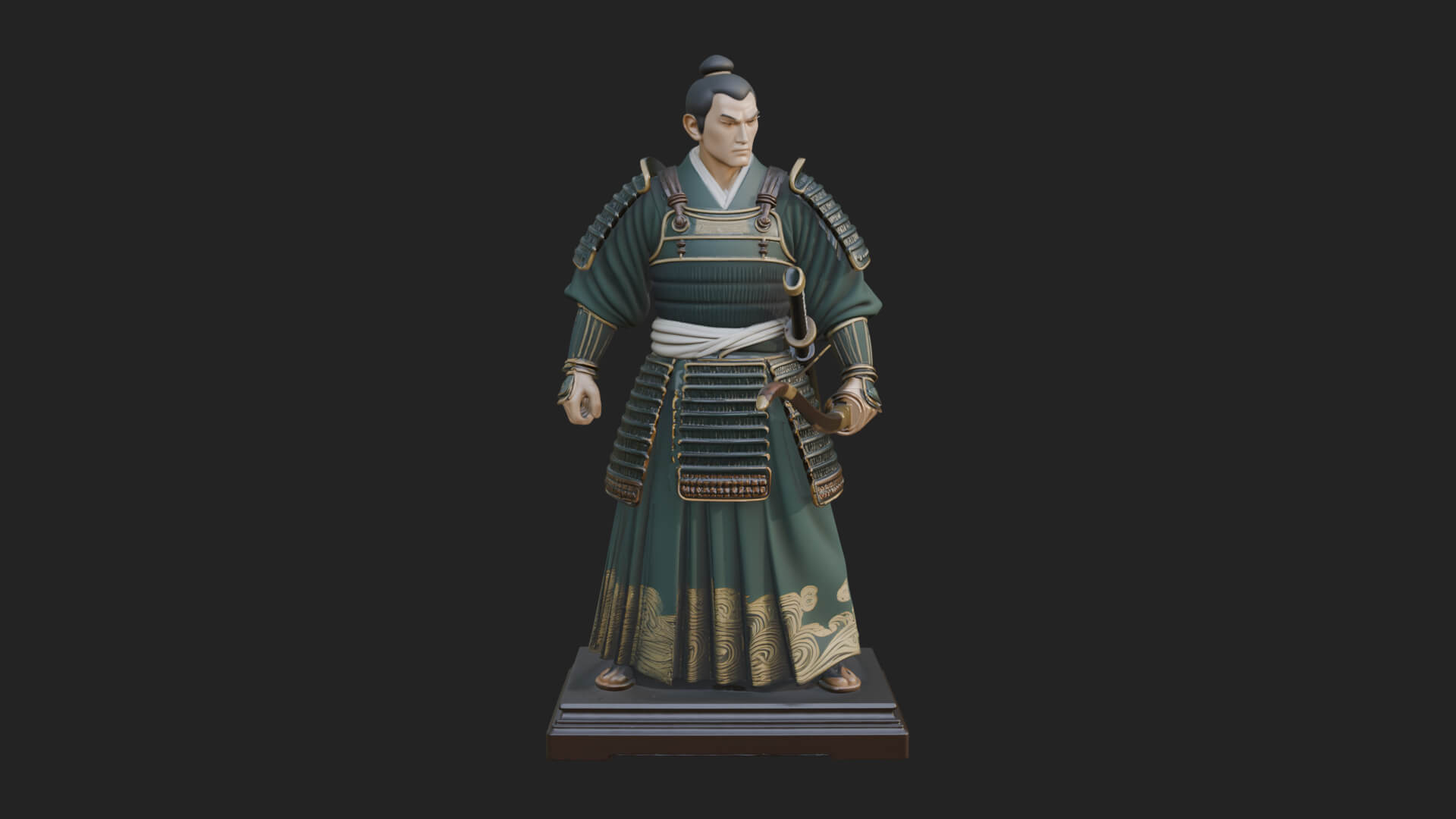 Standing Armored Samurai Statue Design 2 3D Print Model 3D Model