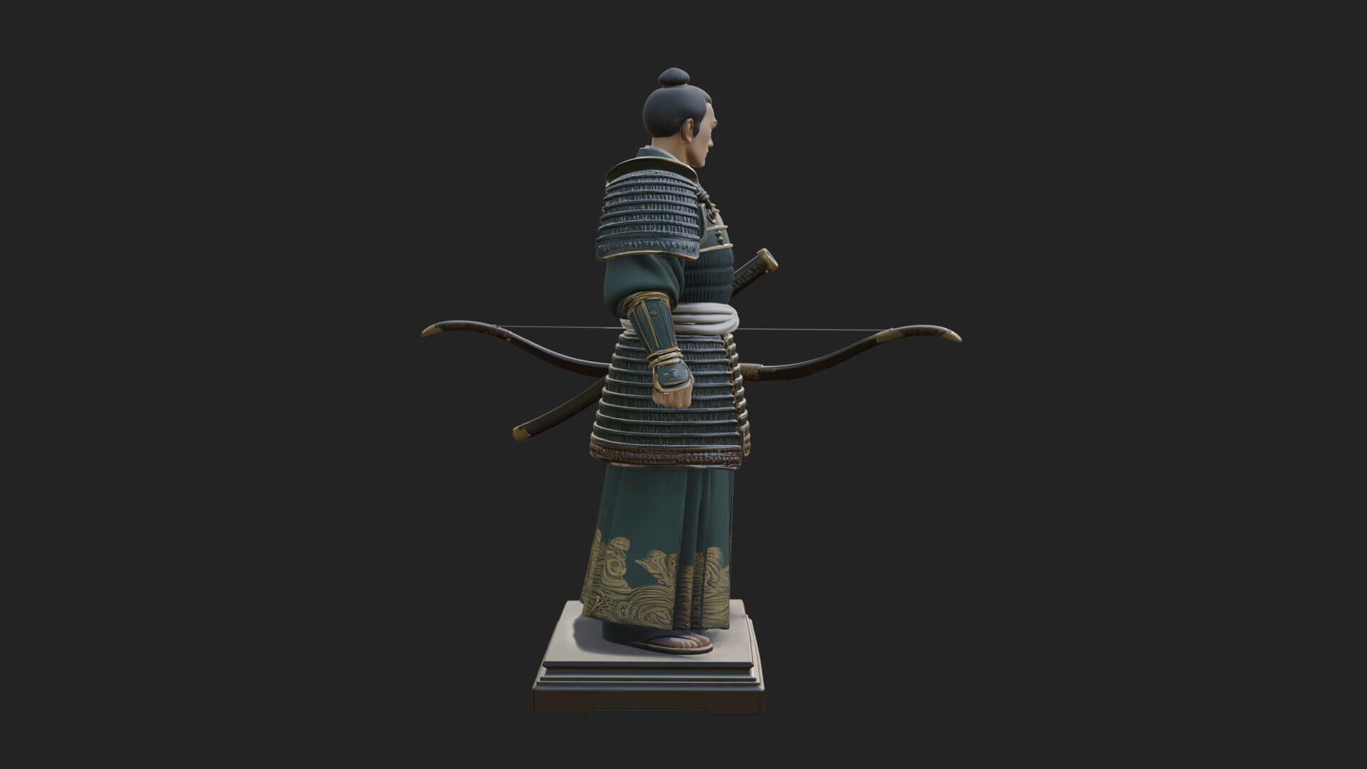 Standing Armored Samurai Statue Design 2 3D Print Model 3D Model