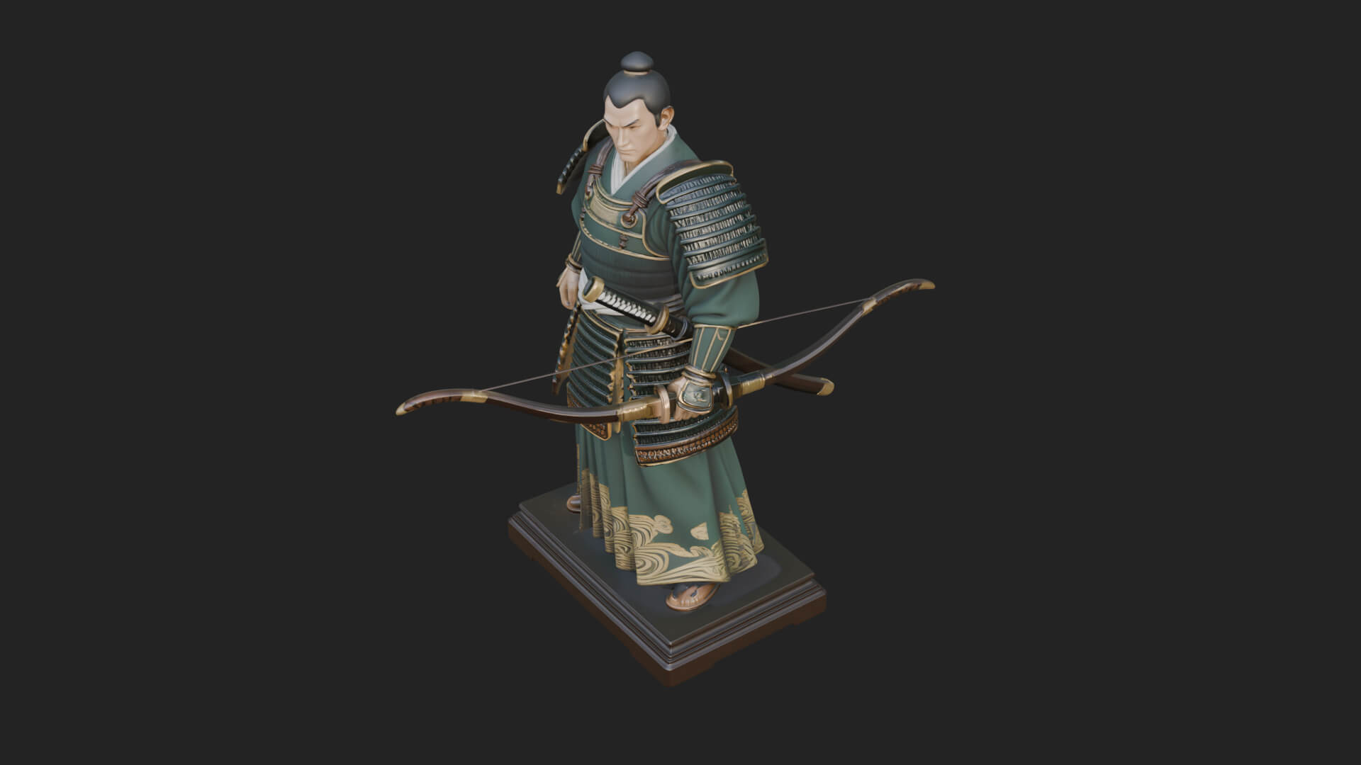 Standing Armored Samurai Statue Design 2 3D Print Model 3D Model
