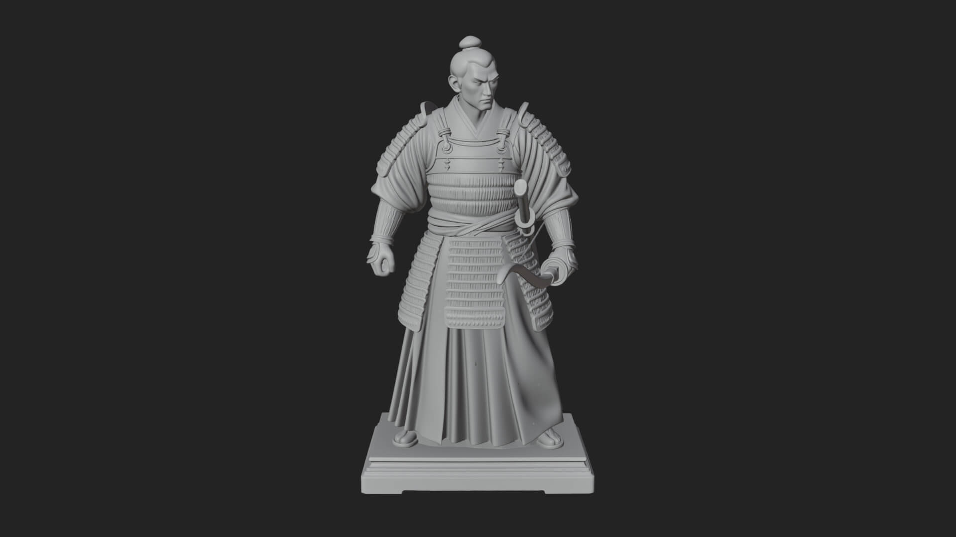 Standing Armored Samurai Statue Design 2 3D Print Model 3D Model