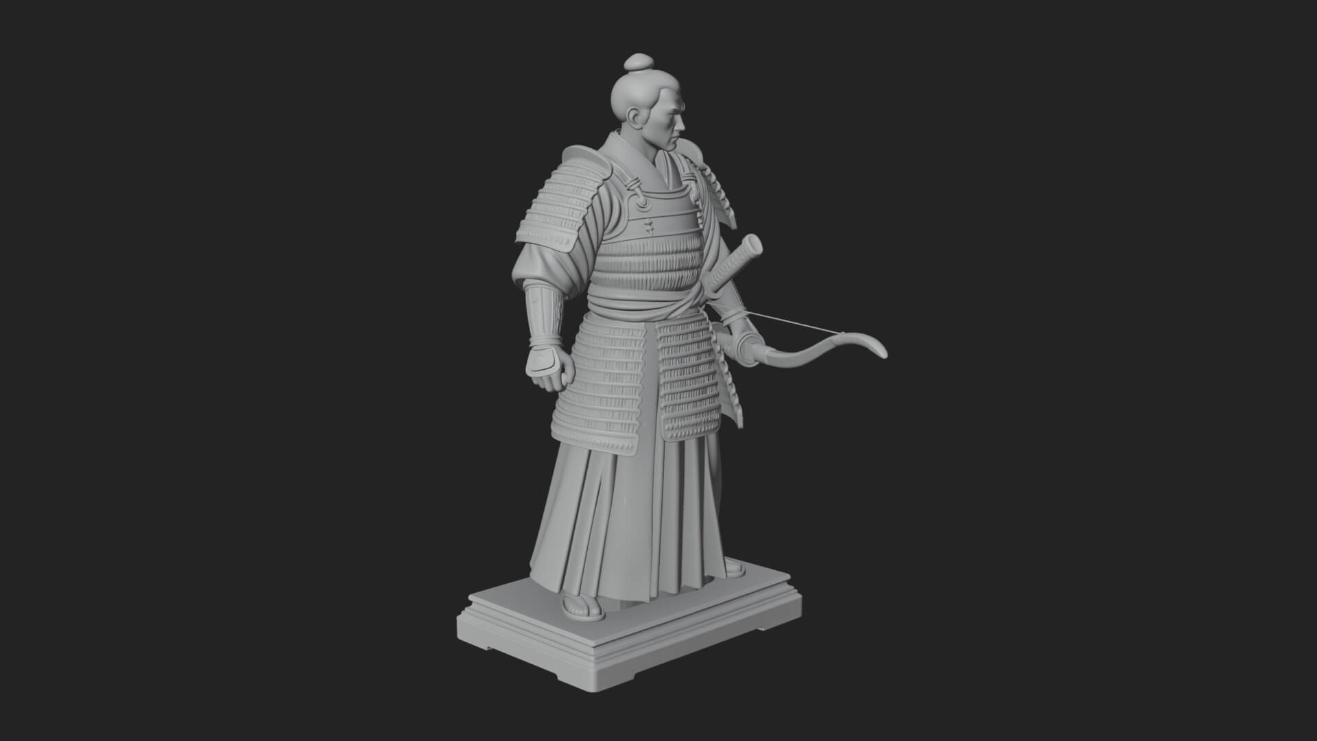 Standing Armored Samurai Statue Design 2 3D Print Model 3D Model