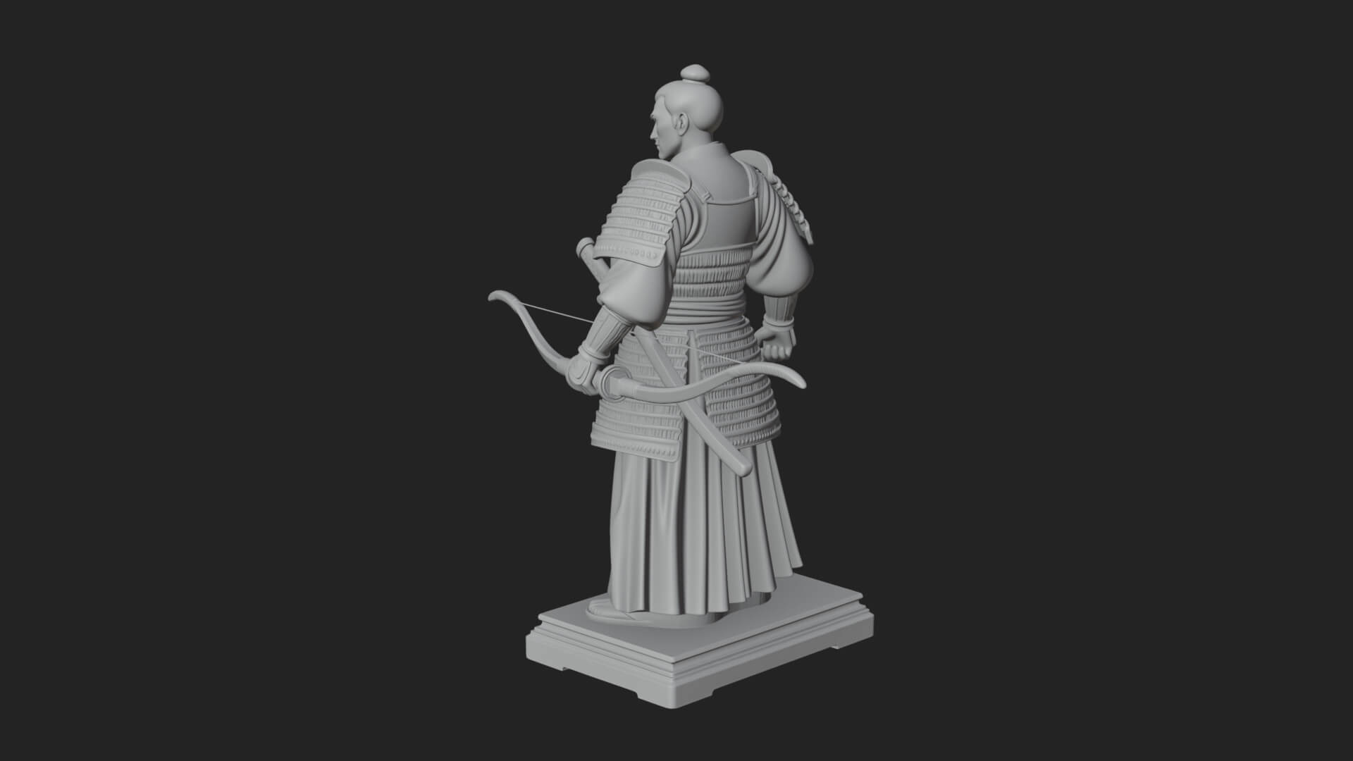 Standing Armored Samurai Statue Design 2 3D Print Model 3D Model