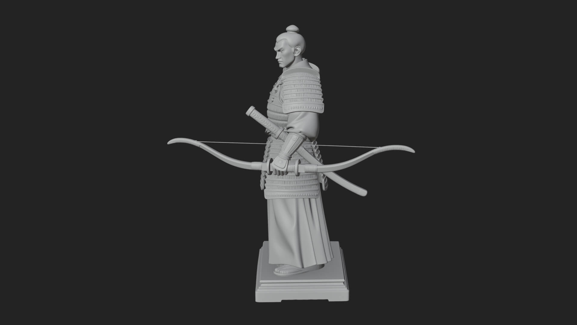 Standing Armored Samurai Statue Design 2 3D Print Model 3D Model