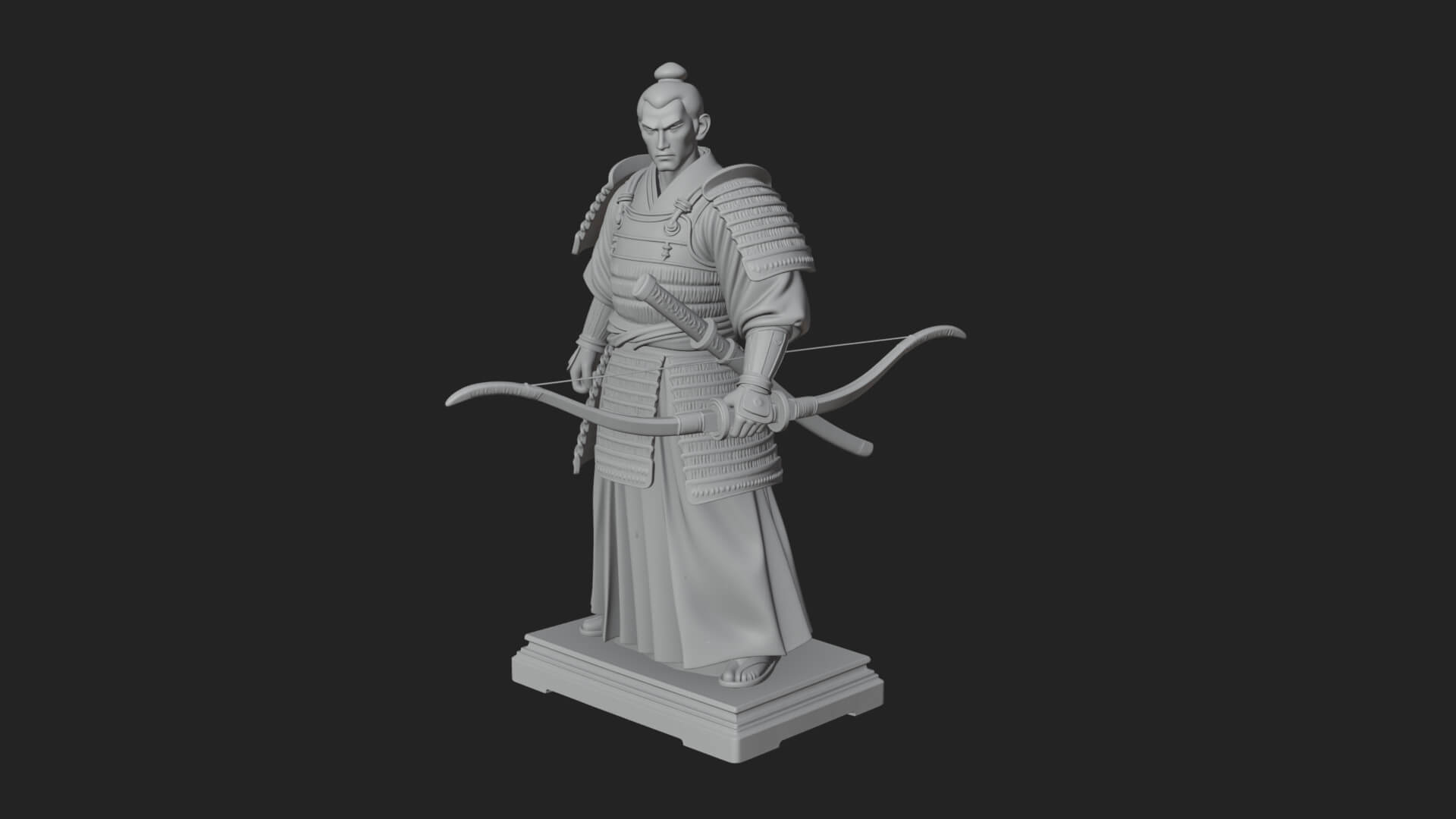 Standing Armored Samurai Statue Design 2 3D Print Model 3D Model