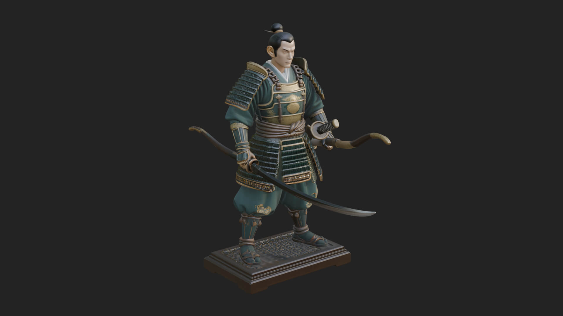 Standing Armored Samurai Statue Design 3 3D Print Model 3D Model