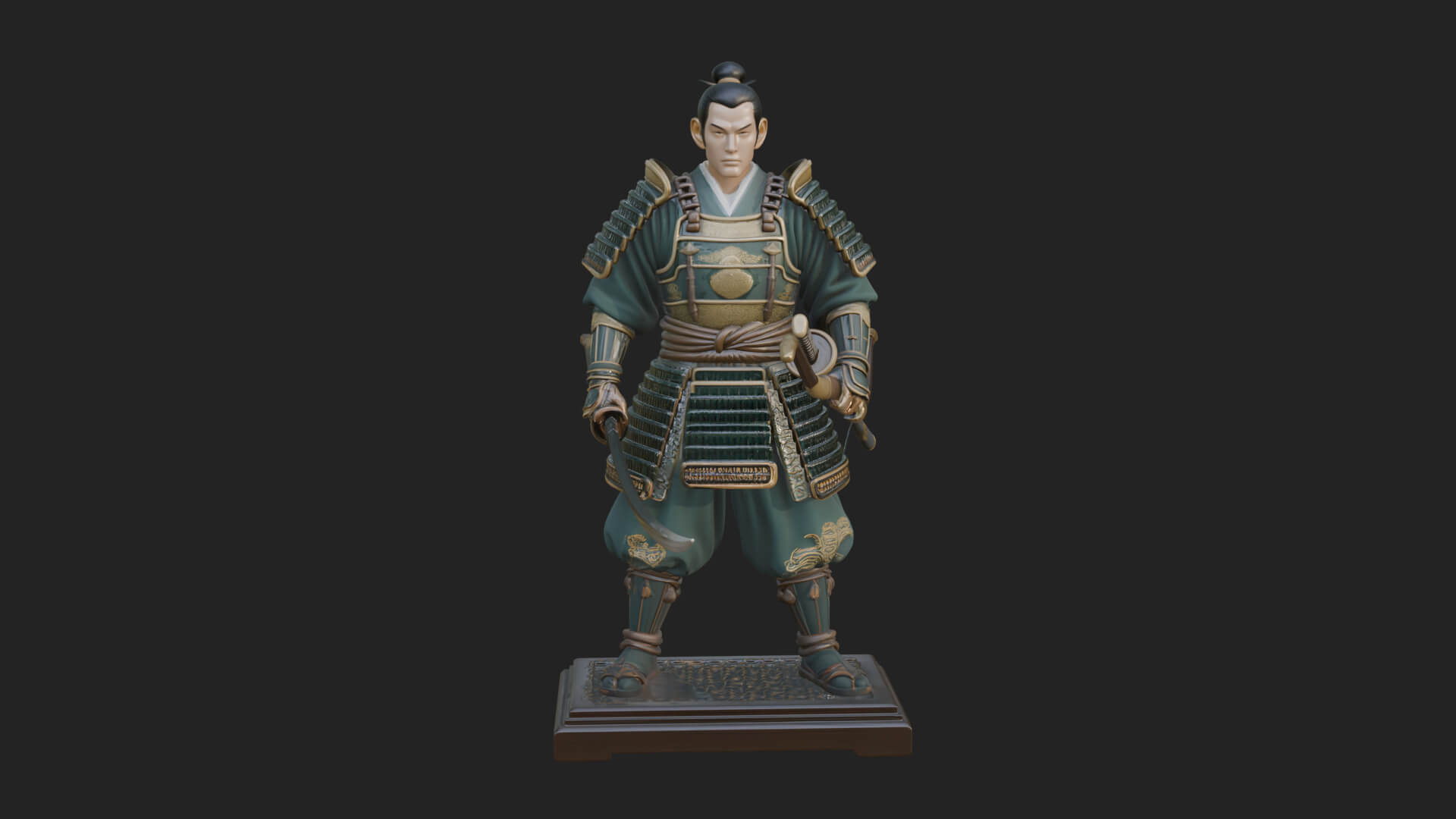 Standing Armored Samurai Statue Design 3 3D Print Model 3D Model