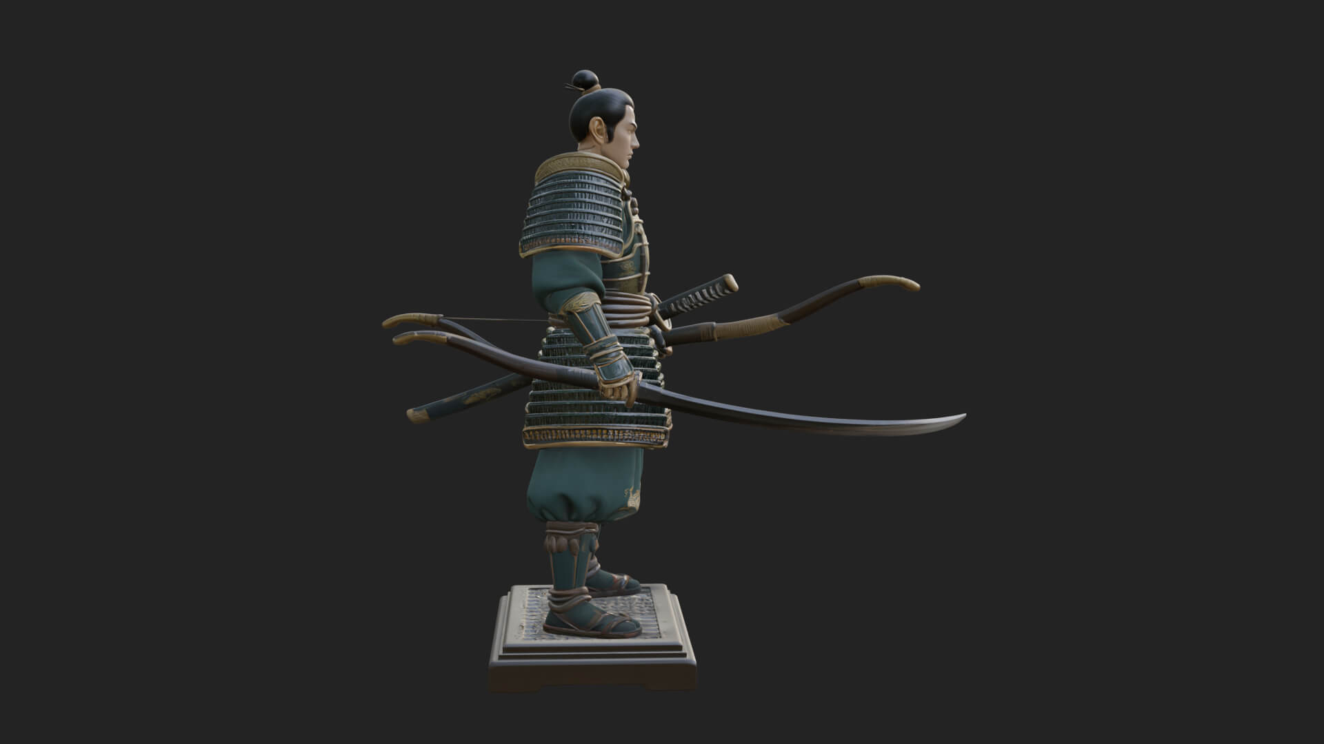 Standing Armored Samurai Statue Design 3 3D Print Model 3D Model