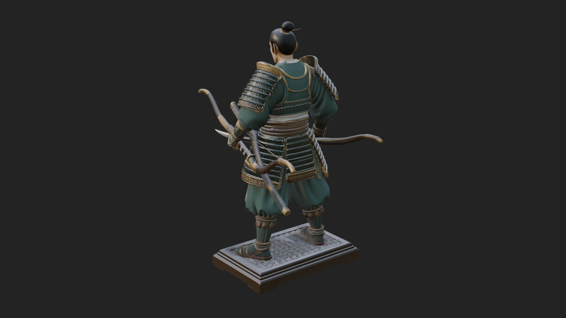 Standing Armored Samurai Statue Design 3 3D Print Model 3D Model