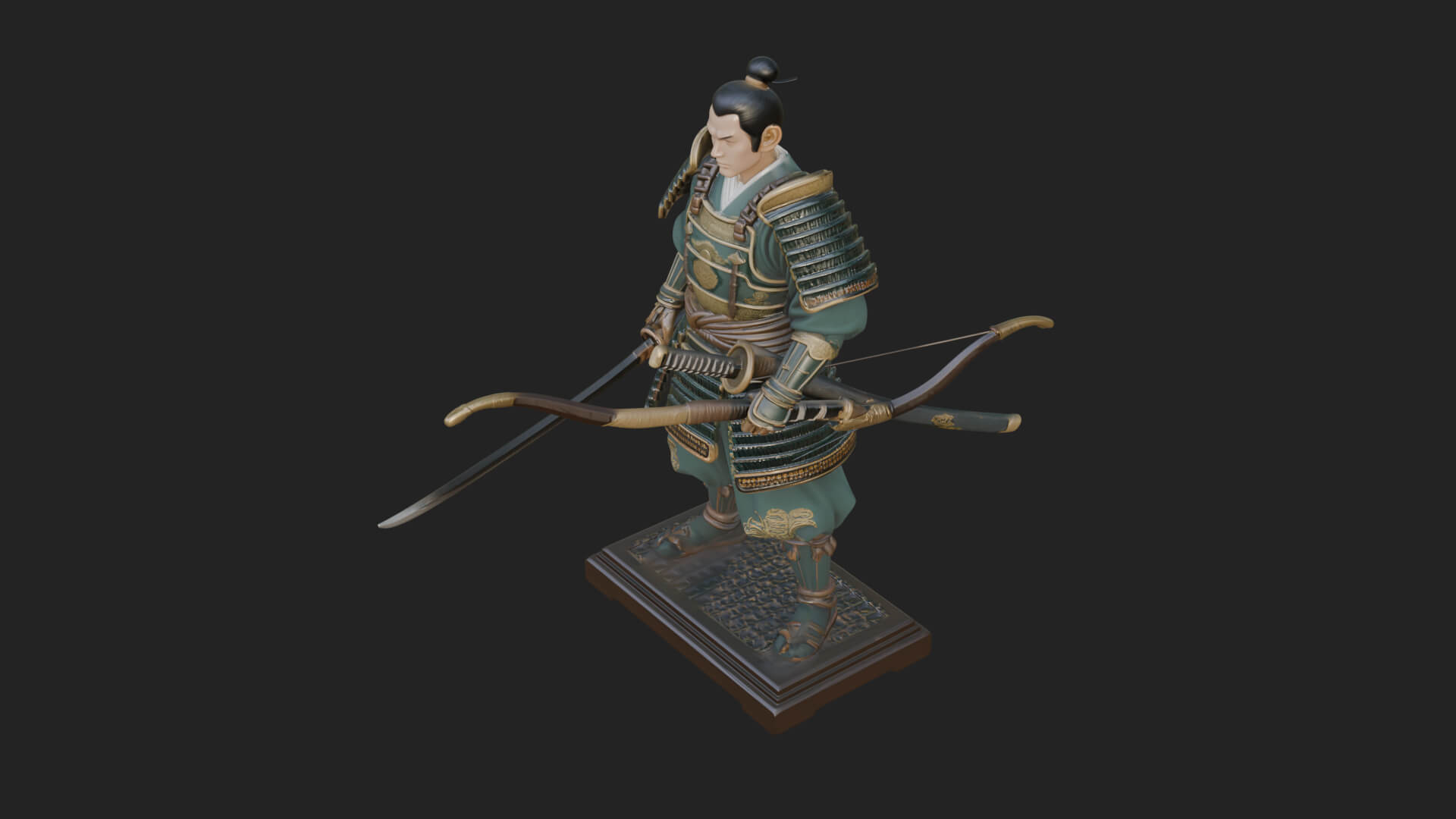 Standing Armored Samurai Statue Design 3 3D Print Model 3D Model