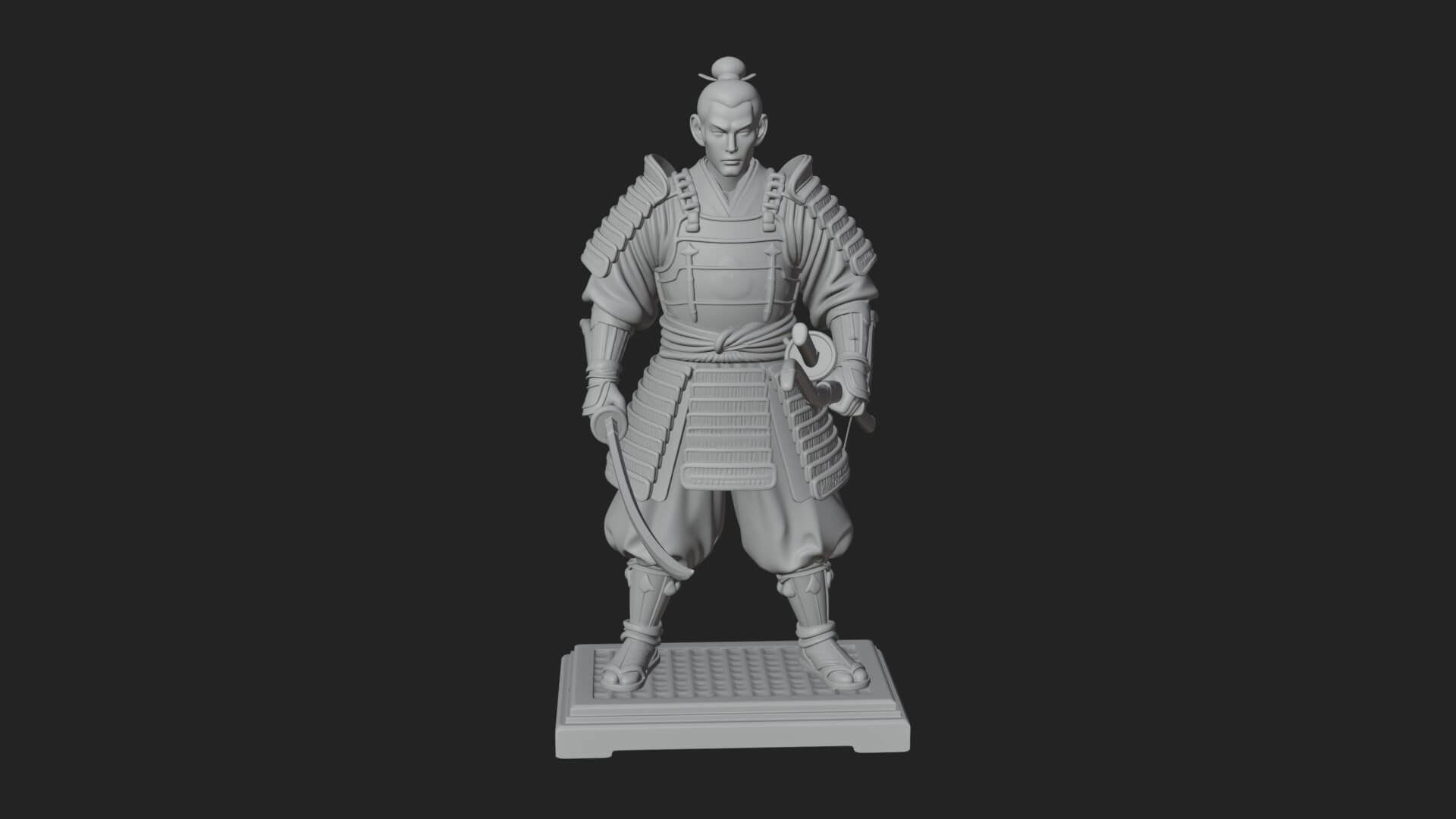 Standing Armored Samurai Statue Design 3 3D Print Model 3D Model