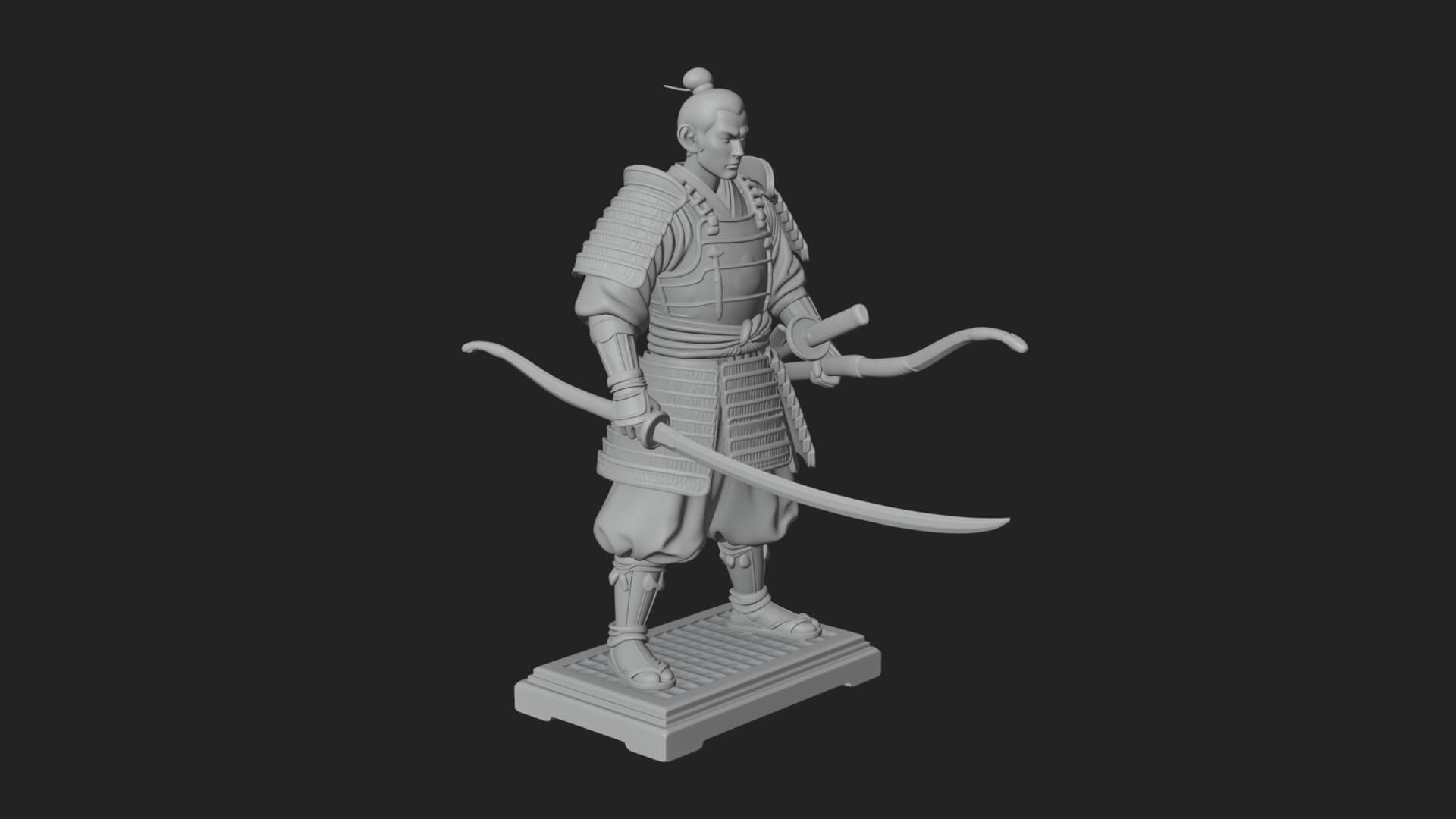 Standing Armored Samurai Statue Design 3 3D Print Model 3D Model