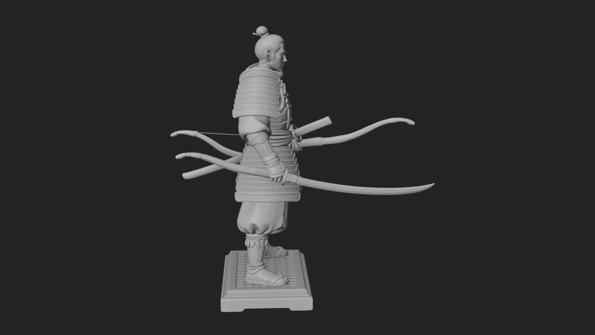 Standing Armored Samurai Statue Design 3 3D Print Model 3D Model