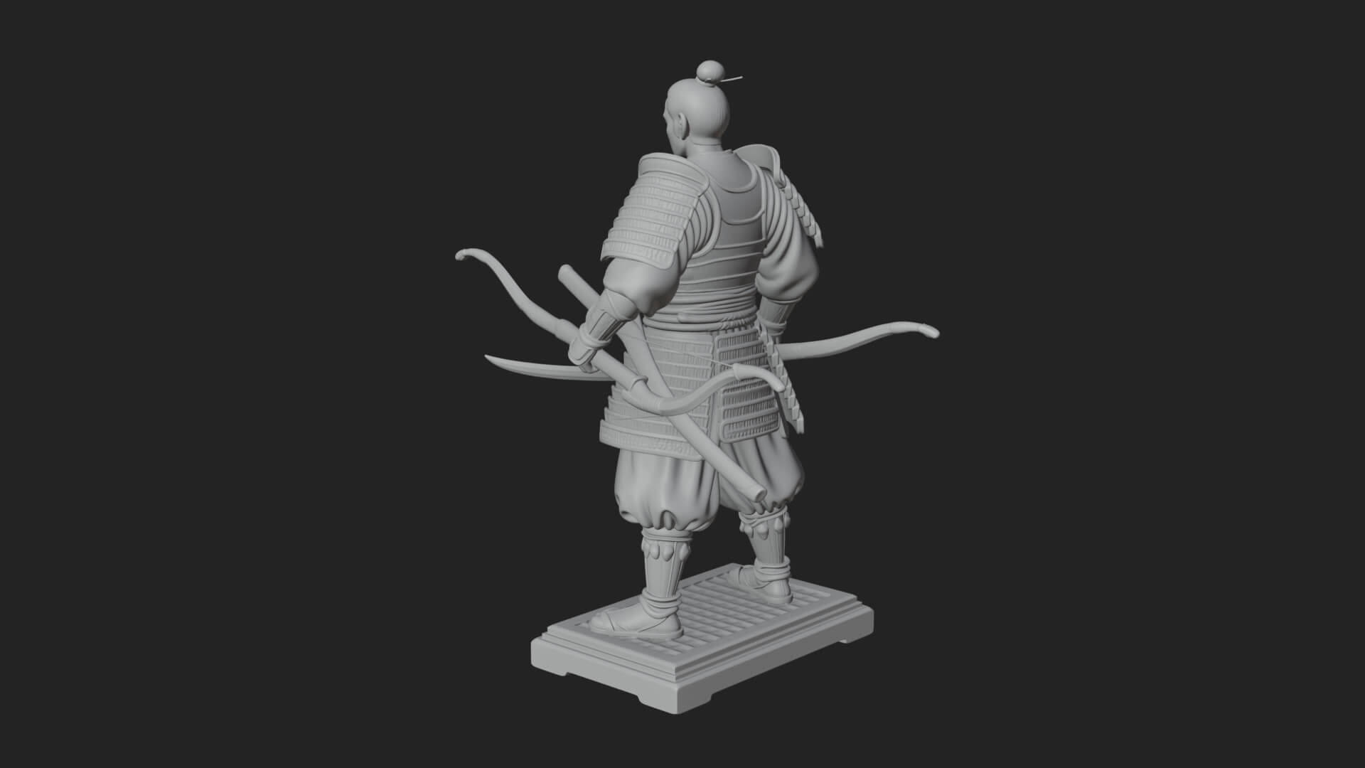 Standing Armored Samurai Statue Design 3 3D Print Model 3D Model