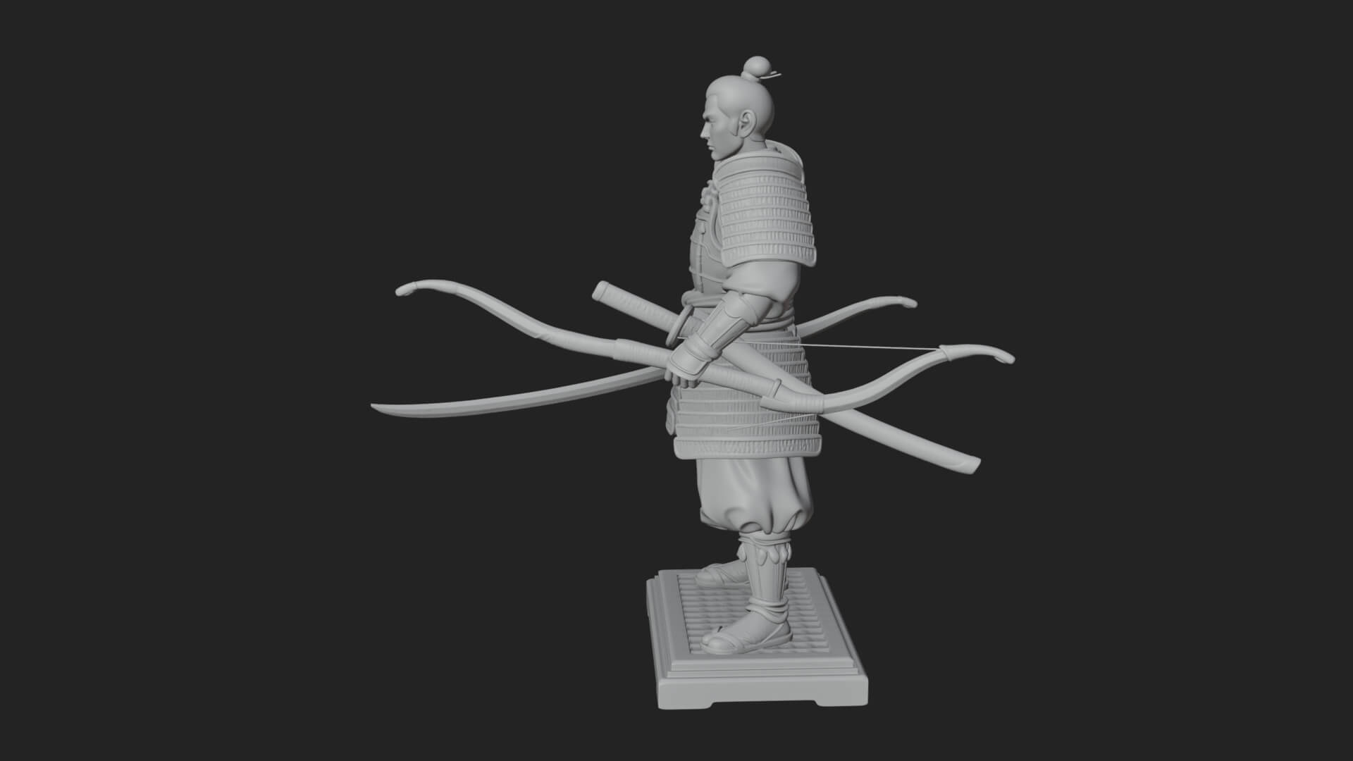 Standing Armored Samurai Statue Design 3 3D Print Model 3D Model