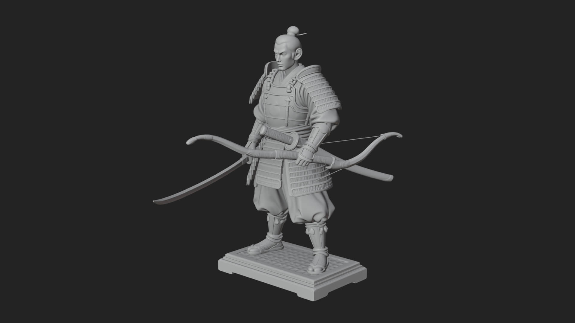 Standing Armored Samurai Statue Design 3 3D Print Model 3D Model