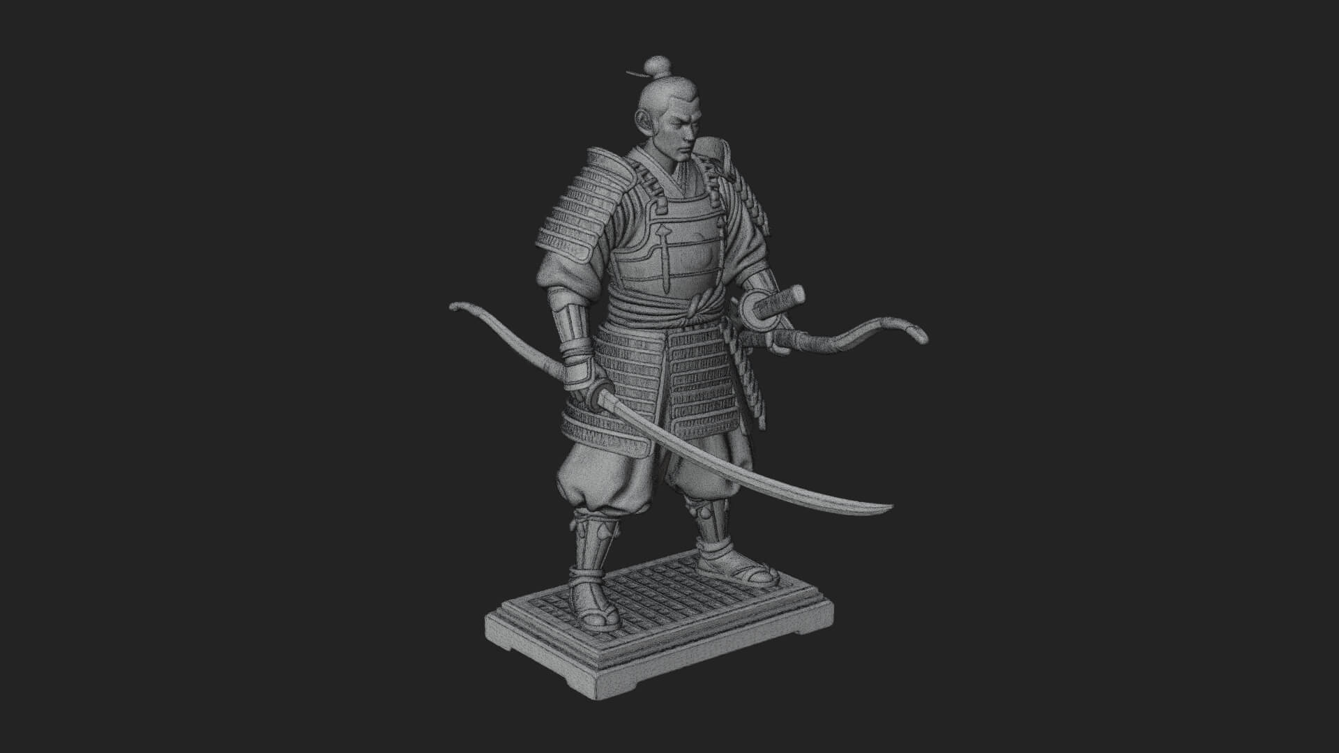 Standing Armored Samurai Statue Design 3 3D Print Model 3D Model