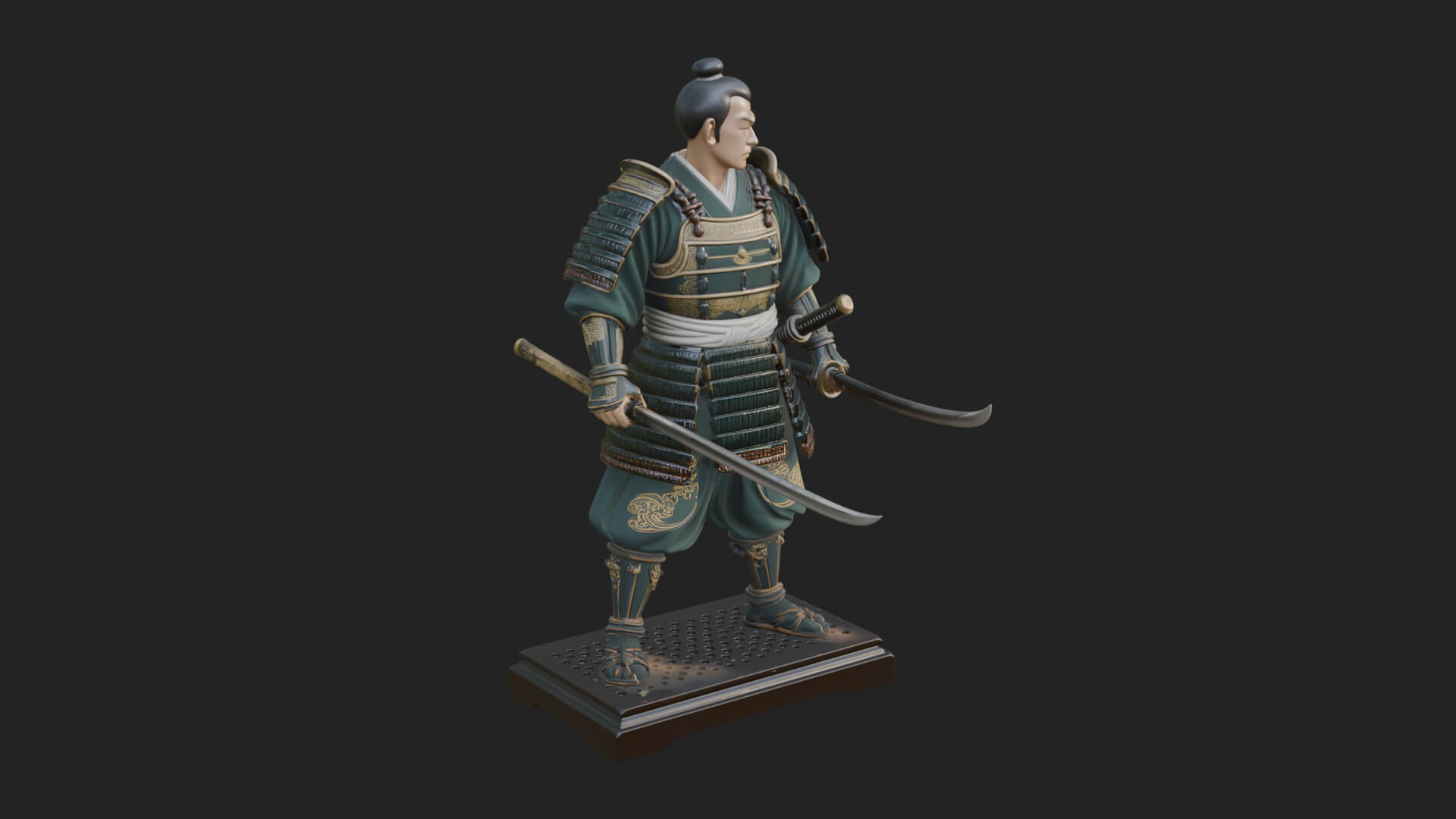 Standing Armored Samurai Statue Design 4 3D Print Model 3D Model