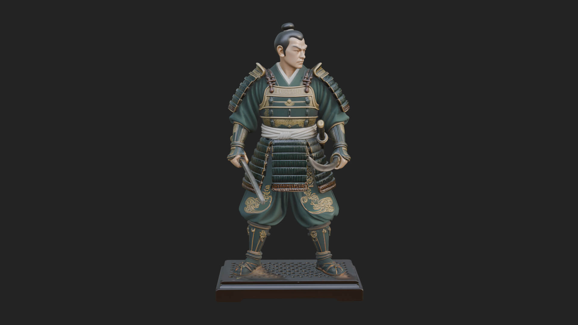 Standing Armored Samurai Statue Design 4 3D Print Model 3D Model