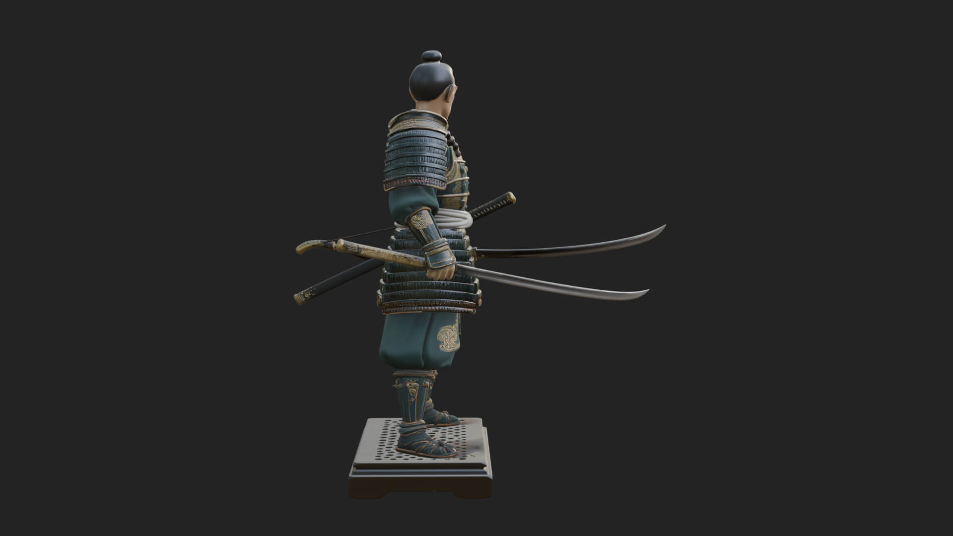 Standing Armored Samurai Statue Design 4 3D Print Model 3D Model