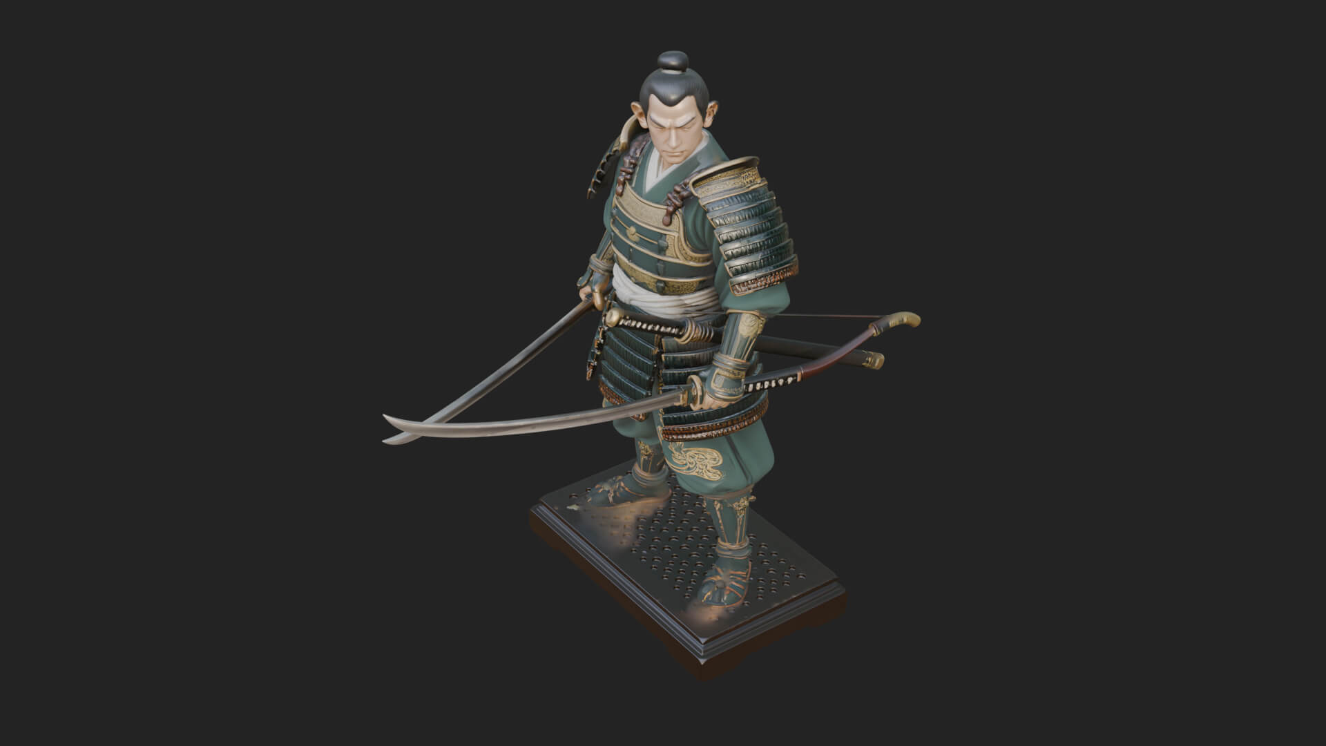 Standing Armored Samurai Statue Design 4 3D Print Model 3D Model