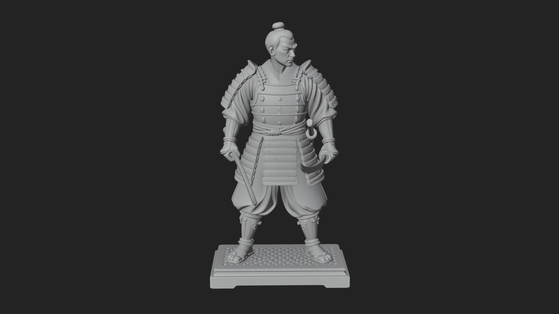 Standing Armored Samurai Statue Design 4 3D Print Model 3D Model