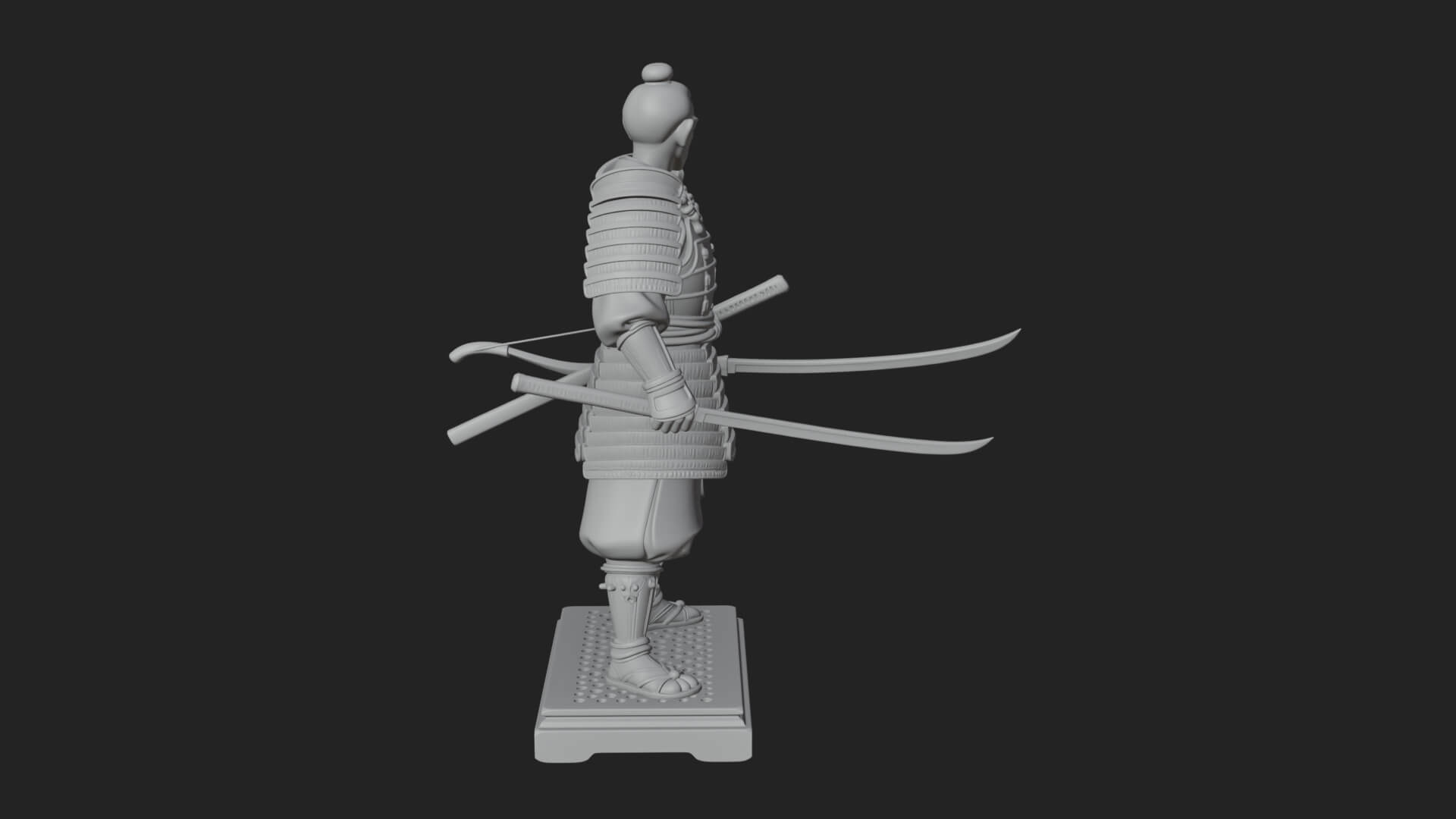 Standing Armored Samurai Statue Design 4 3D Print Model 3D Model