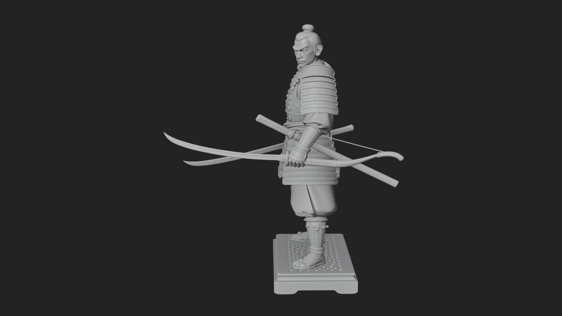 Standing Armored Samurai Statue Design 4 3D Print Model 3D Model