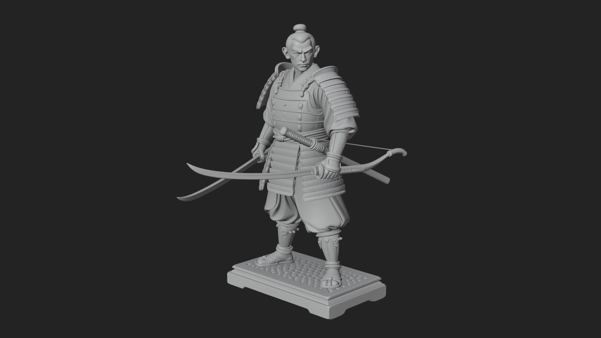 Standing Armored Samurai Statue Design 4 3D Print Model 3D Model