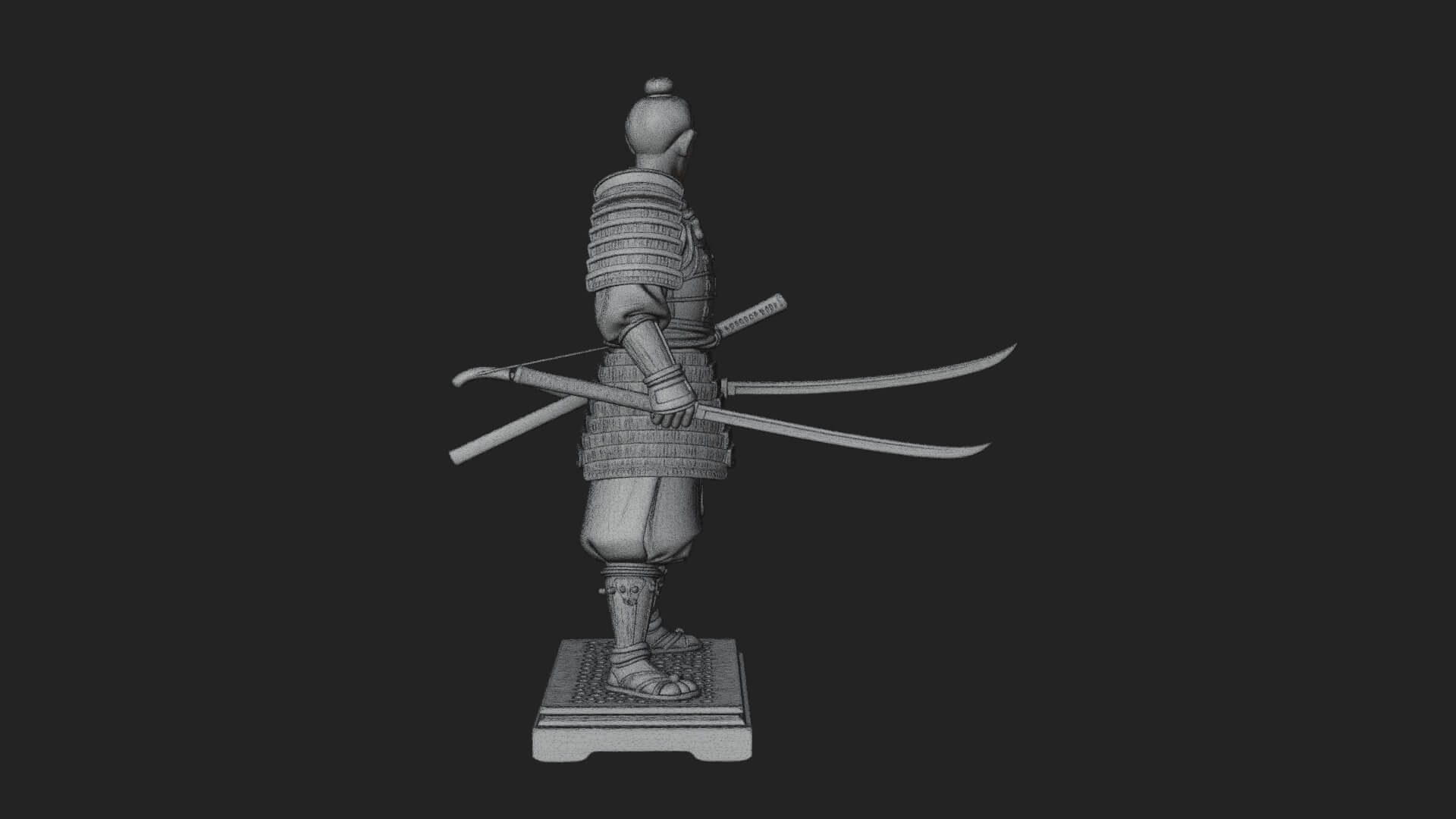 Standing Armored Samurai Statue Design 4 3D Print Model 3D Model