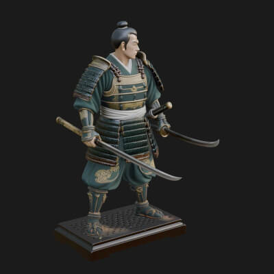 Standing Armored Samurai Statue Design 4 3D Print Model