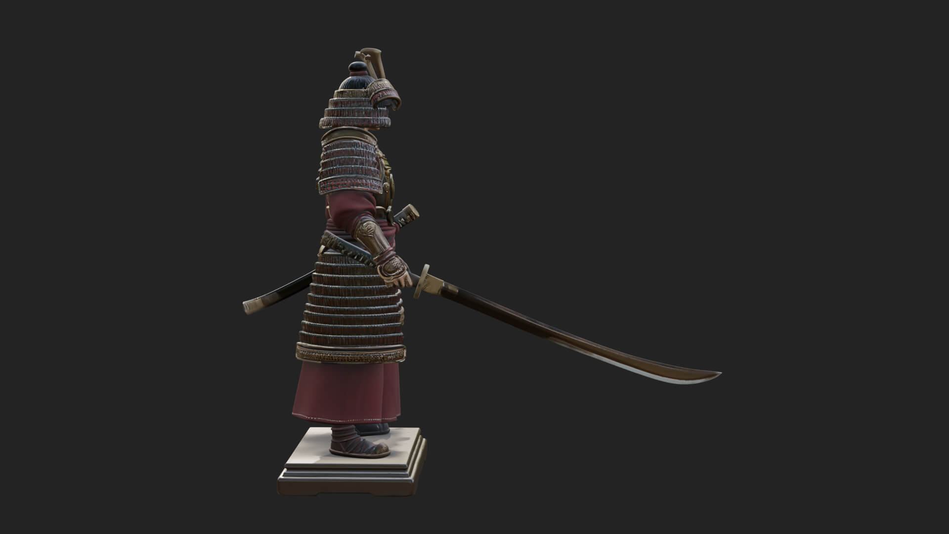 Standing Armored Samurai Statue Design 5 3D Print Model 3D Model