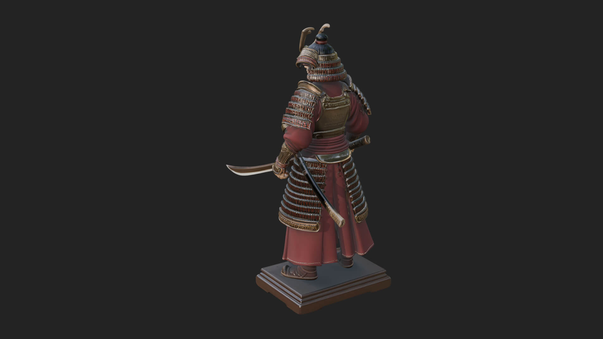 Standing Armored Samurai Statue Design 5 3D Print Model 3D Model