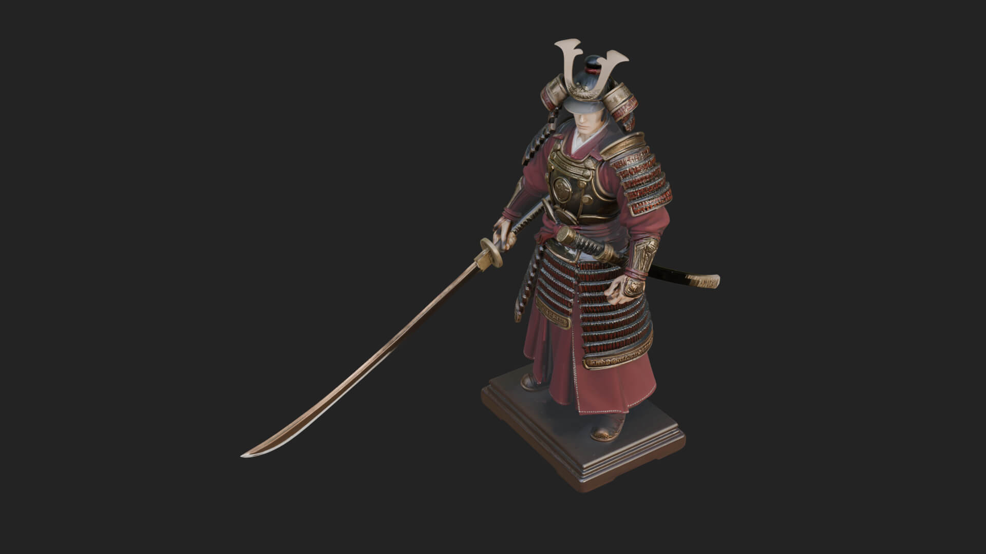 Standing Armored Samurai Statue Design 5 3D Print Model 3D Model