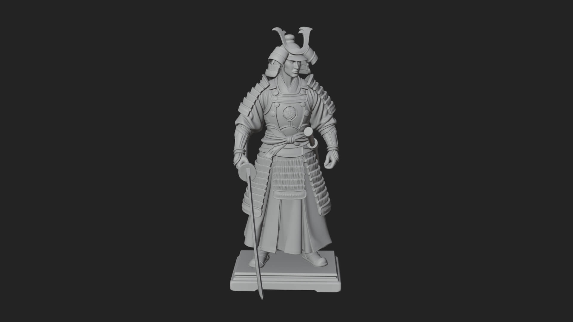 Standing Armored Samurai Statue Design 5 3D Print Model 3D Model