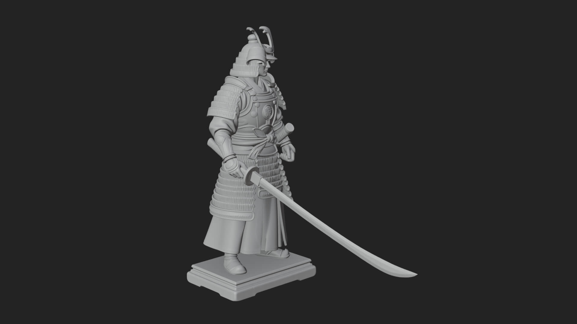 Standing Armored Samurai Statue Design 5 3D Print Model 3D Model