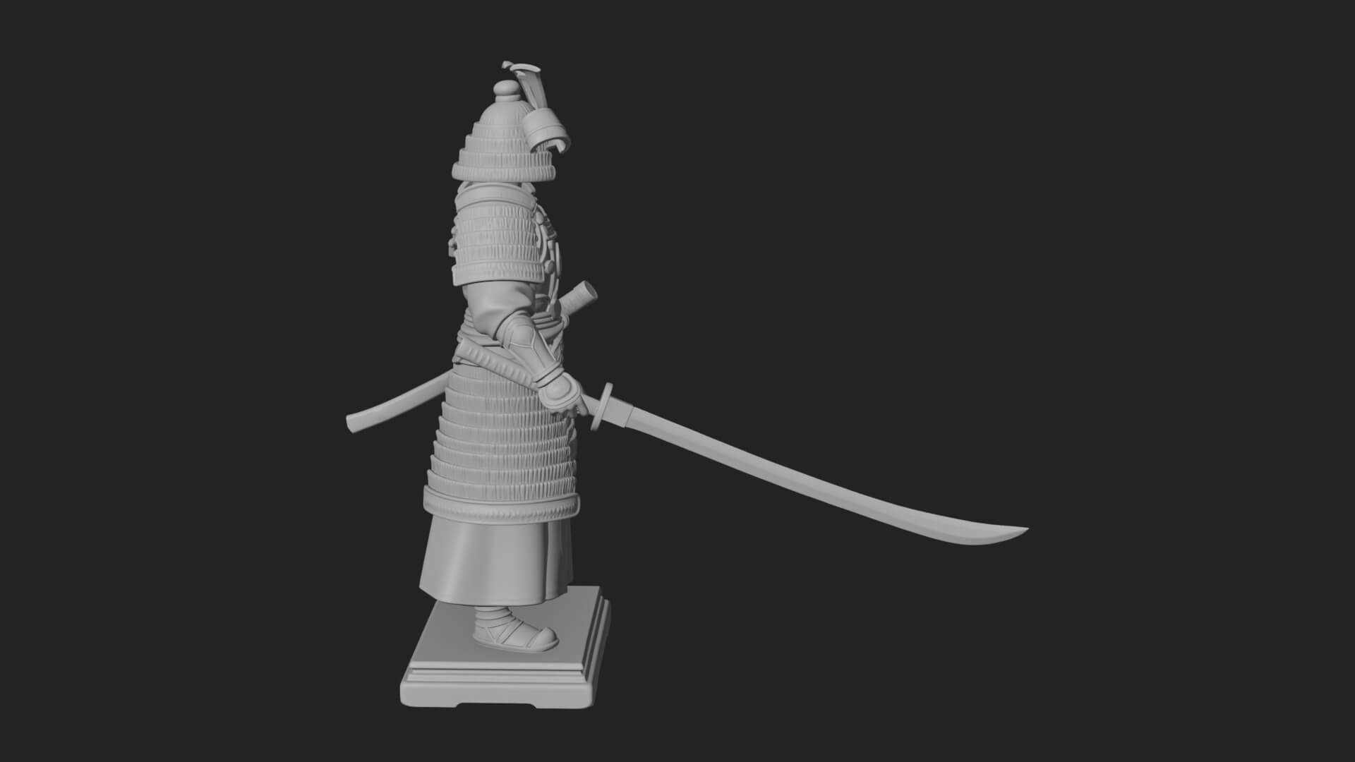 Standing Armored Samurai Statue Design 5 3D Print Model 3D Model