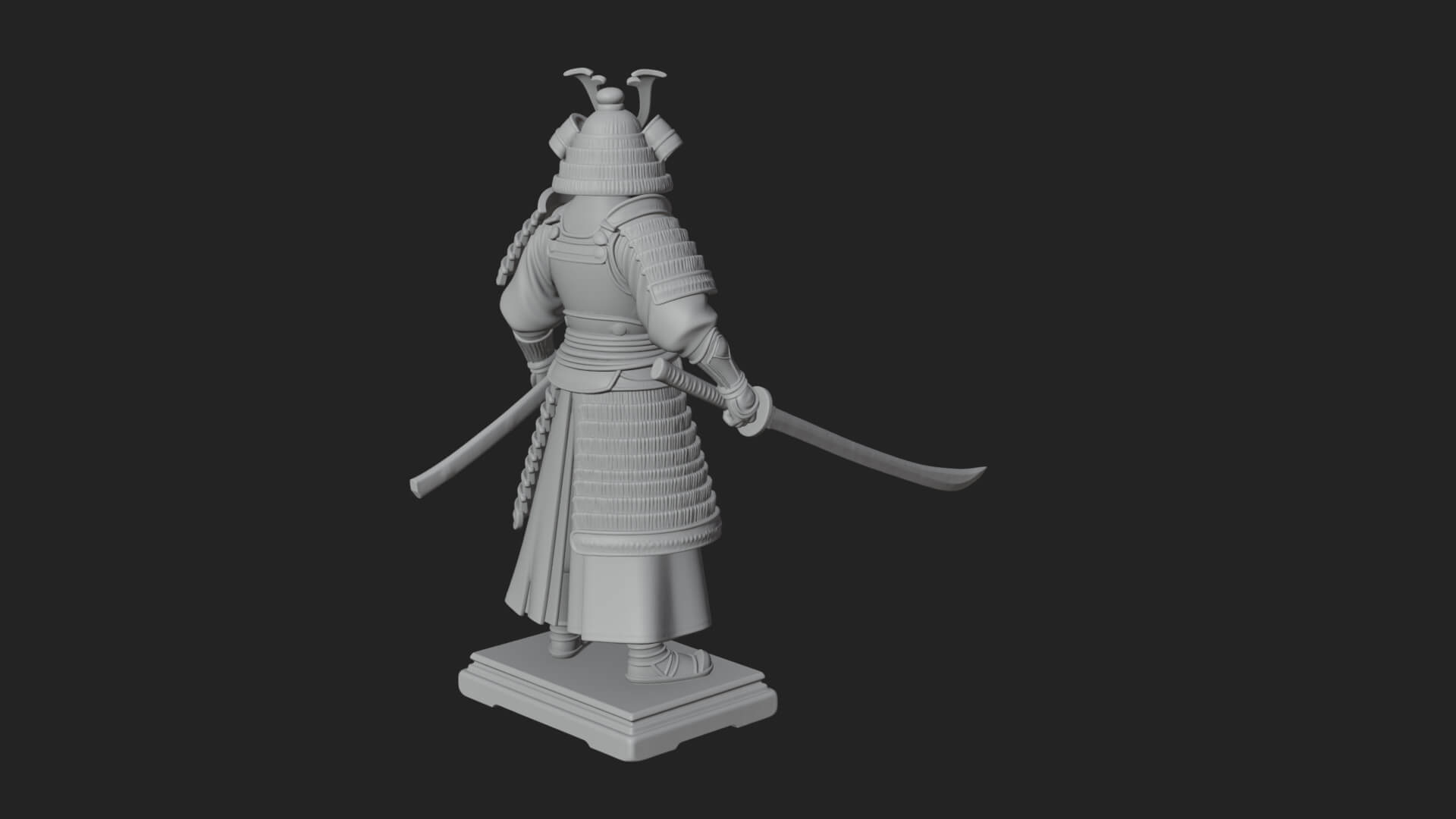 Standing Armored Samurai Statue Design 5 3D Print Model 3D Model