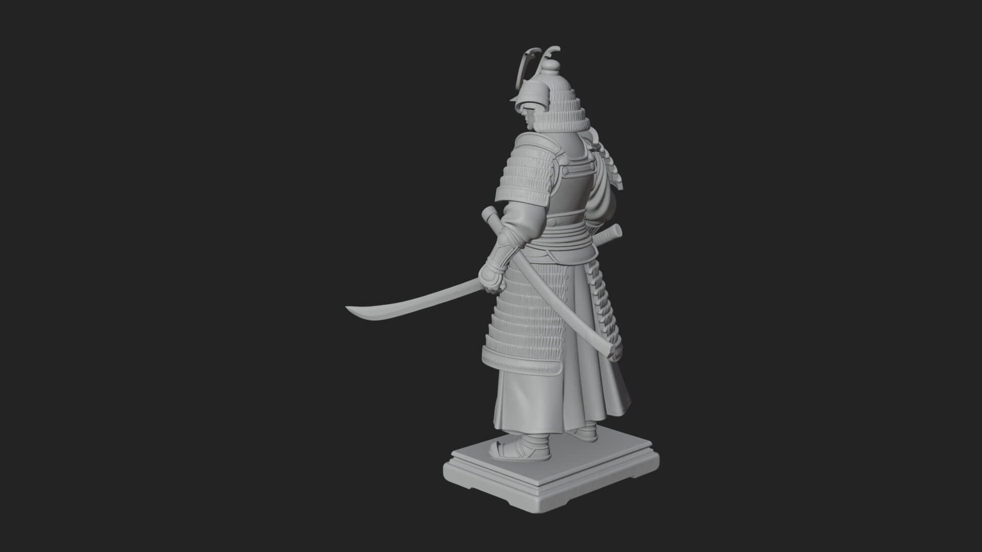 Standing Armored Samurai Statue Design 5 3D Print Model 3D Model