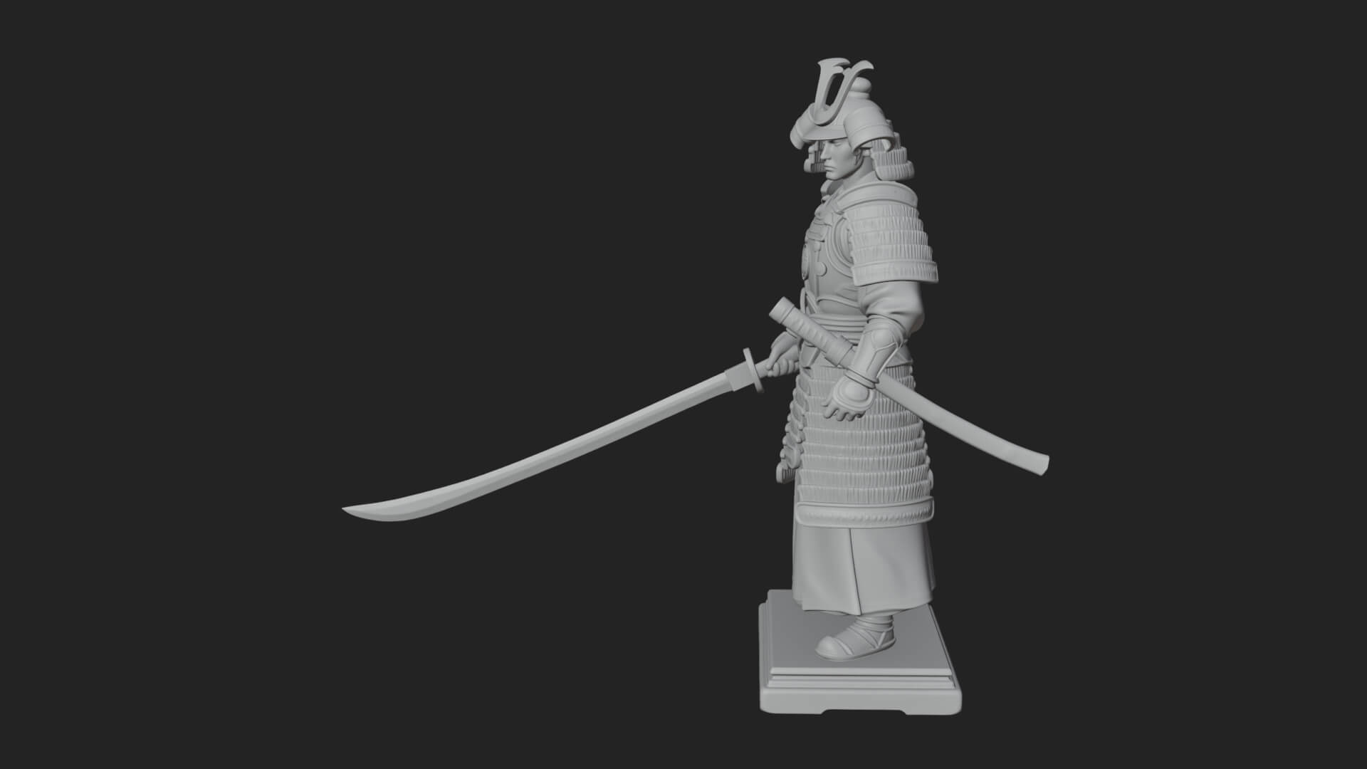 Standing Armored Samurai Statue Design 5 3D Print Model 3D Model