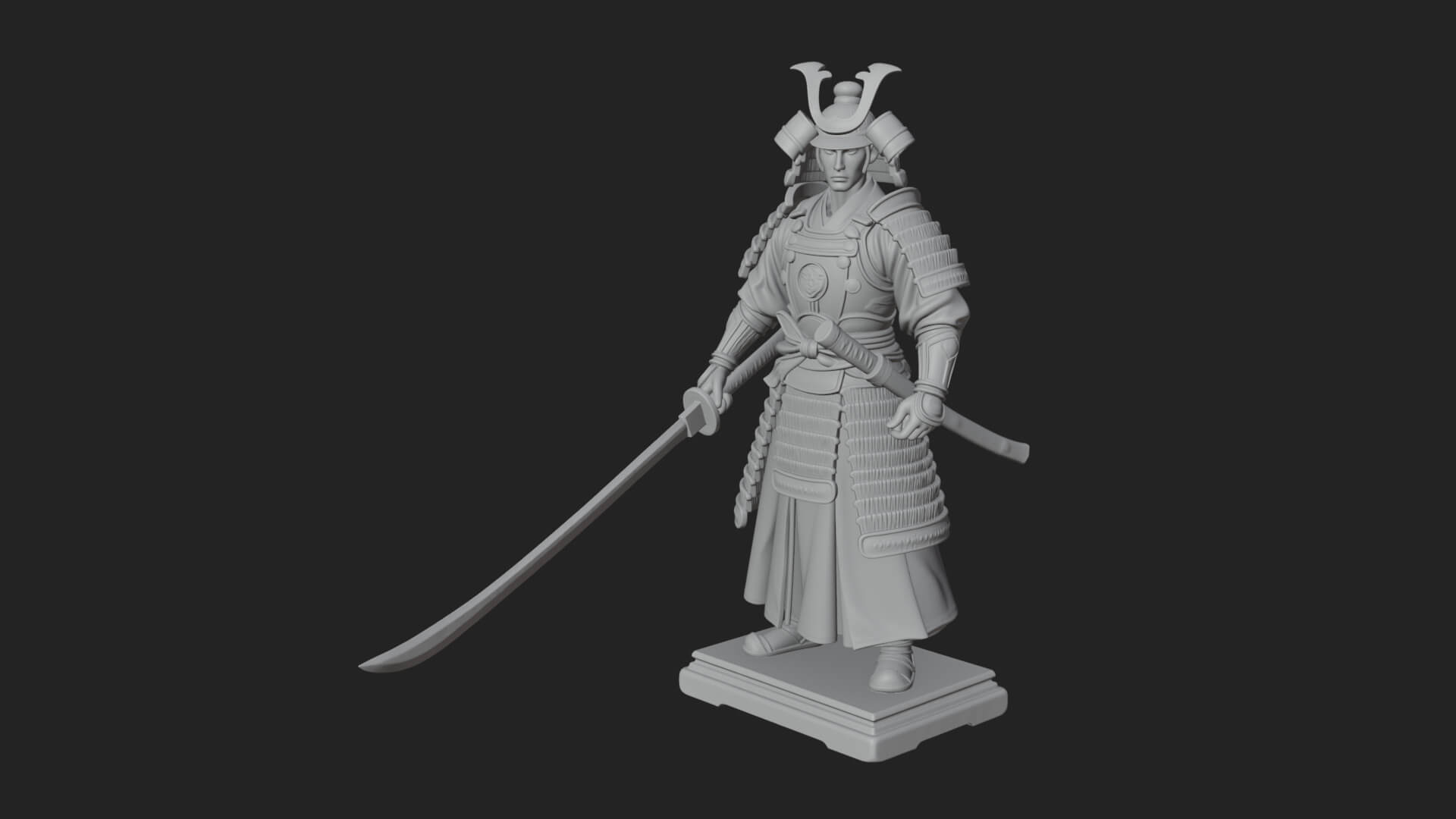 Standing Armored Samurai Statue Design 5 3D Print Model 3D Model