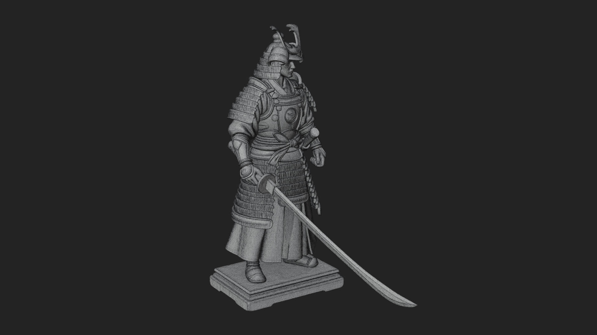 Standing Armored Samurai Statue Design 5 3D Print Model 3D Model