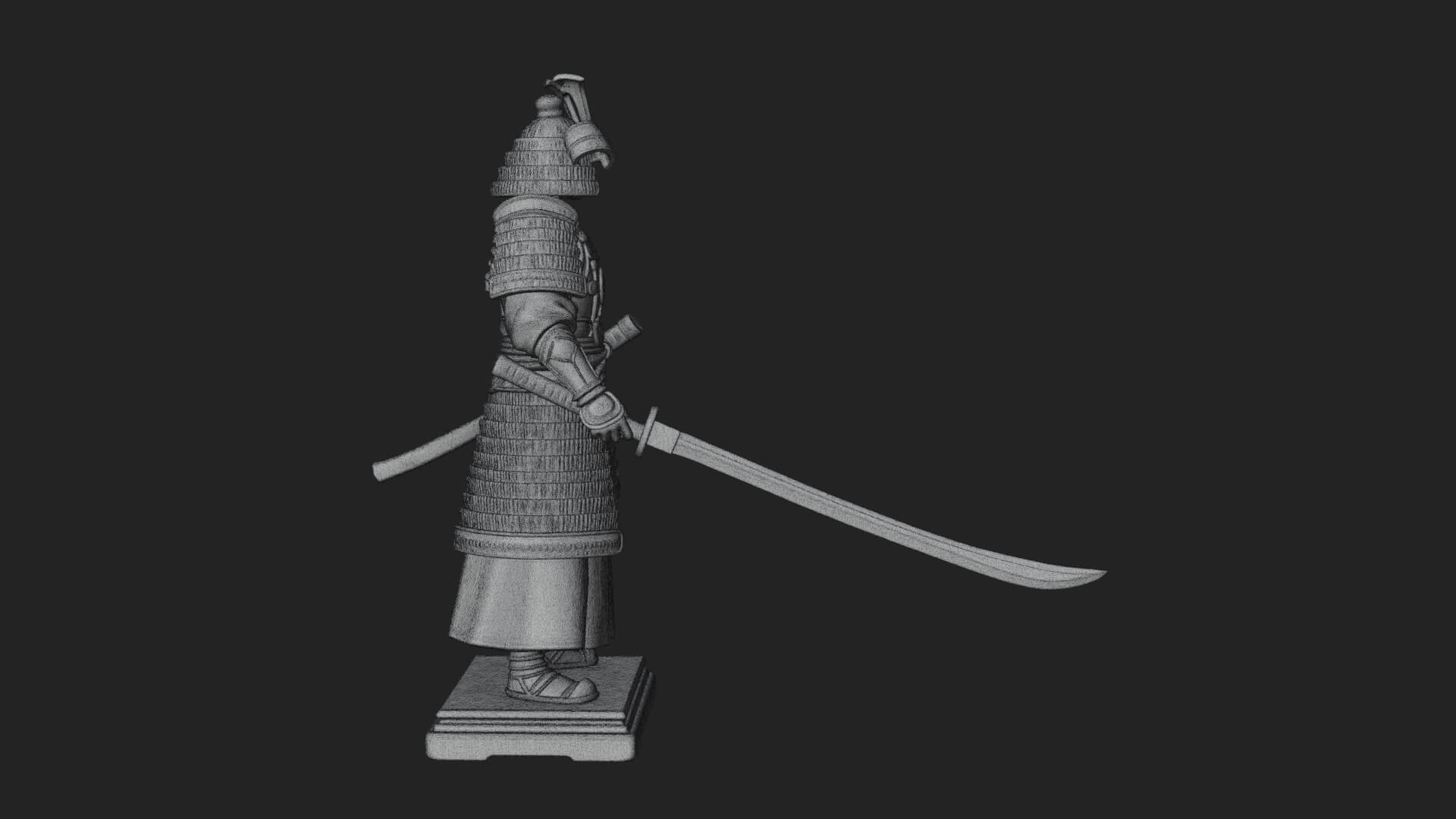 Standing Armored Samurai Statue Design 5 3D Print Model 3D Model