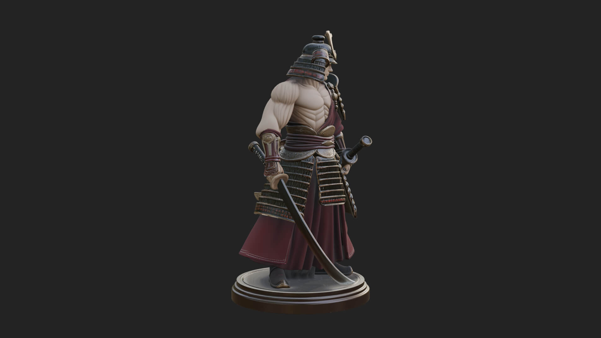 Standing Armored Samurai Statue Design 6 3D Print Model 3D Model